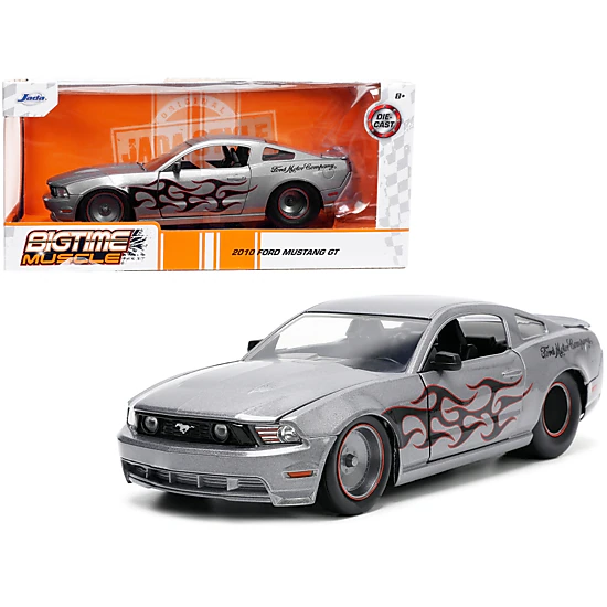 Jada 2010 Ford Mustang Gt Gray Metallic With Flames "Ford Motor Company" "Bigtime Muscle" Series 1/24 Diecast