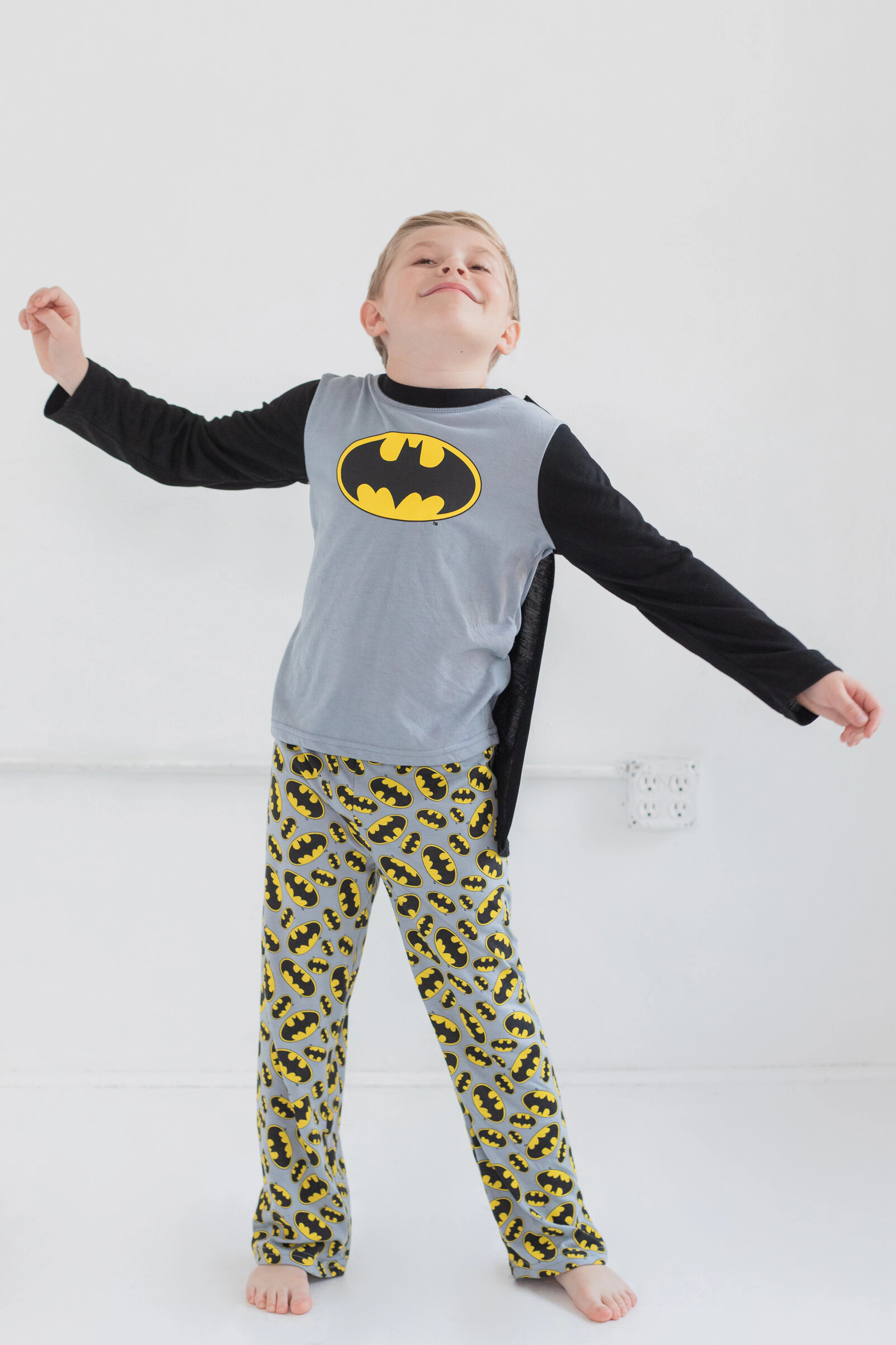 DC Comics Justice League Boys' Cosplay 3 Piece Pajama Shirt Pants and Cape Set