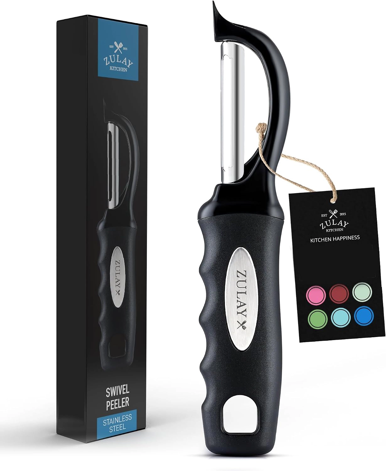 Zulay Kitchen Swivel Peeler with Razor Sharp Stainless Steel Blades & Strong Ergonomic Handle
