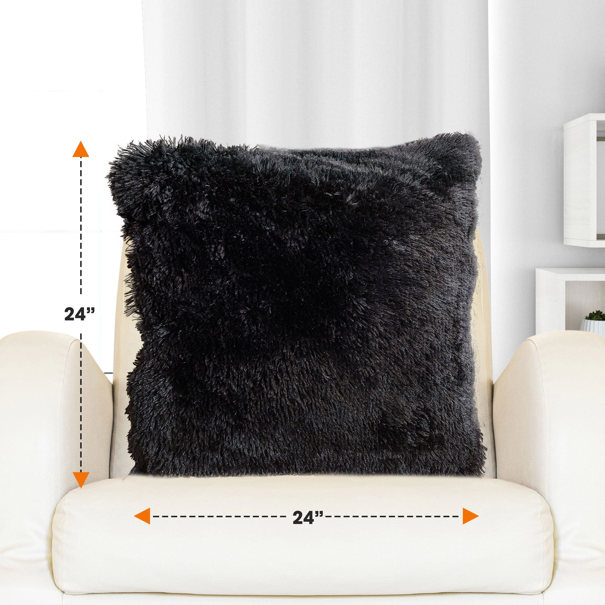 Cheer Collection 2-Pack Long Hair Shaggy Faux Fur Throw Décor Pillows