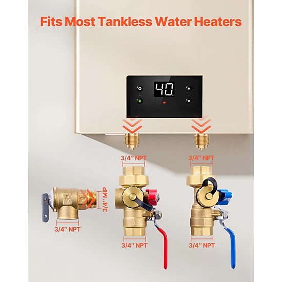 HONGGE Water Heater Kit, 3/4 Inch Isolation Valves