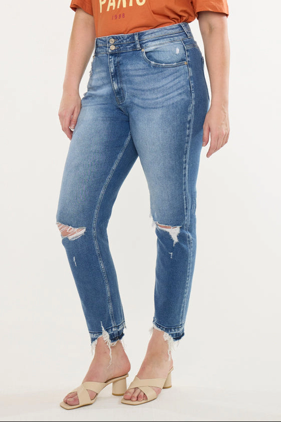 Kancan Women's Plus High Rise Slim Straight Jeans Damila