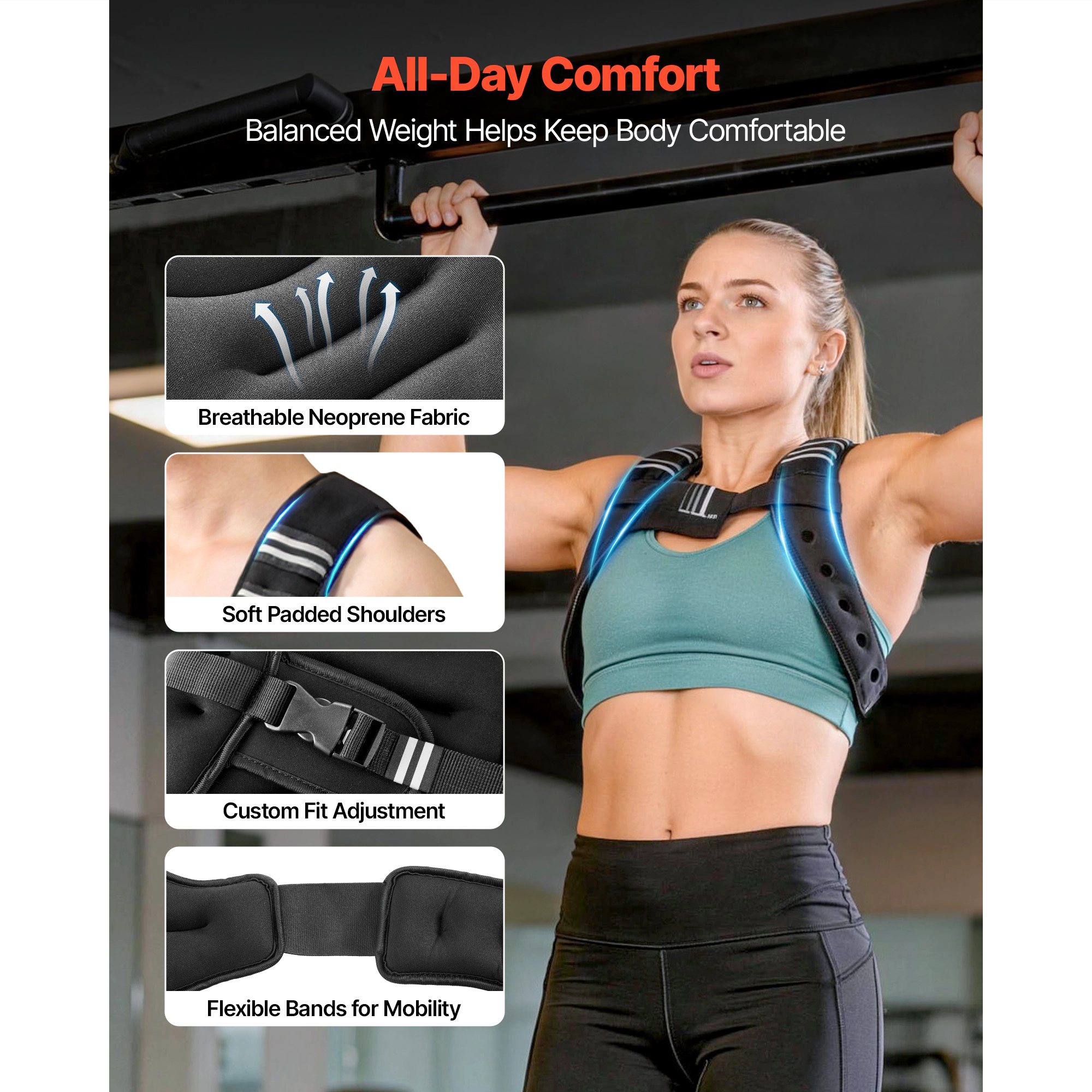 HONGGE Weighted Vest Body Weight Vest for Men Women with Reflective Stripe Adjustable Buckle Workout Equipment for