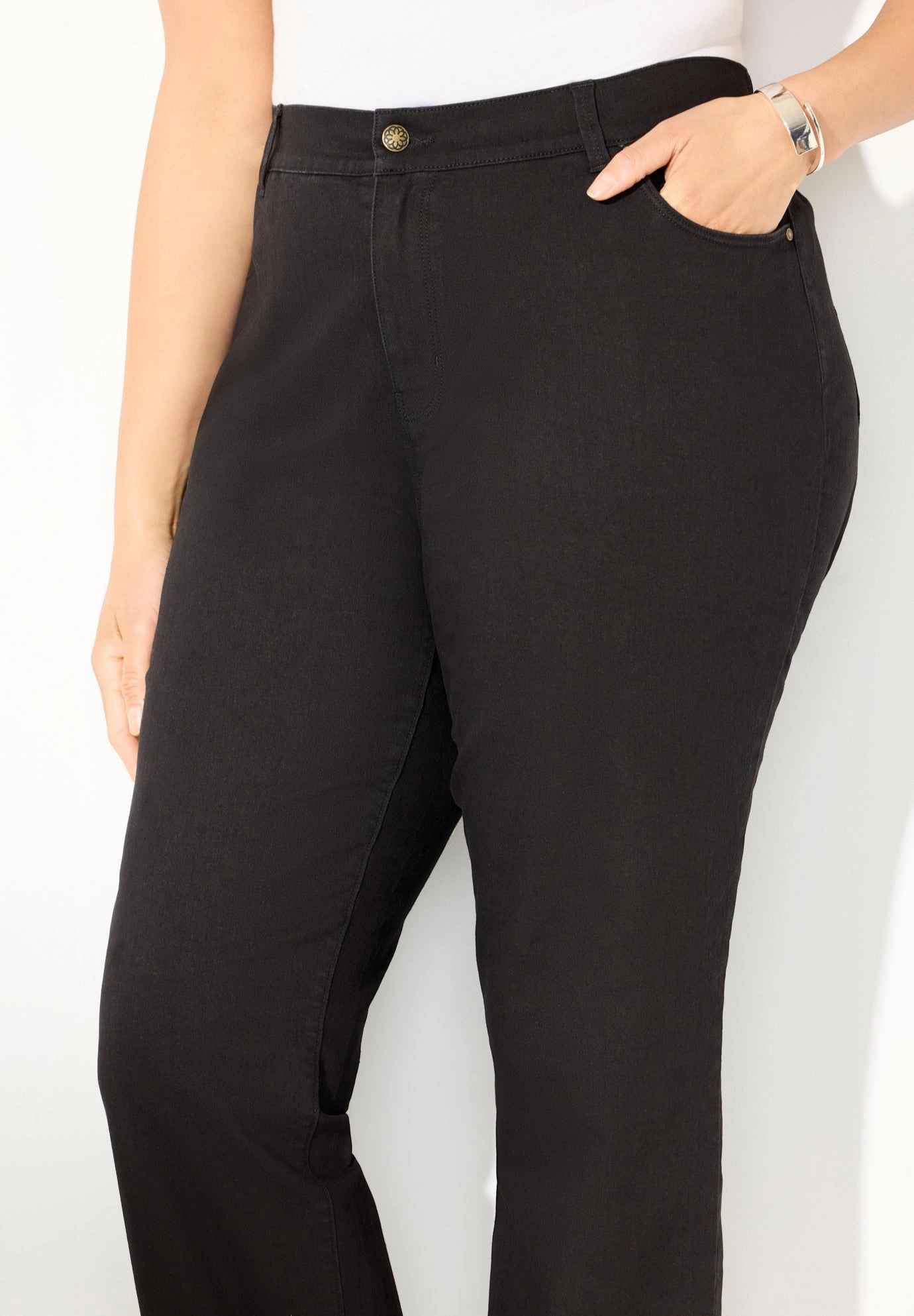 Catherines Women's Plus Right Fit Curvy Wide Leg Jean