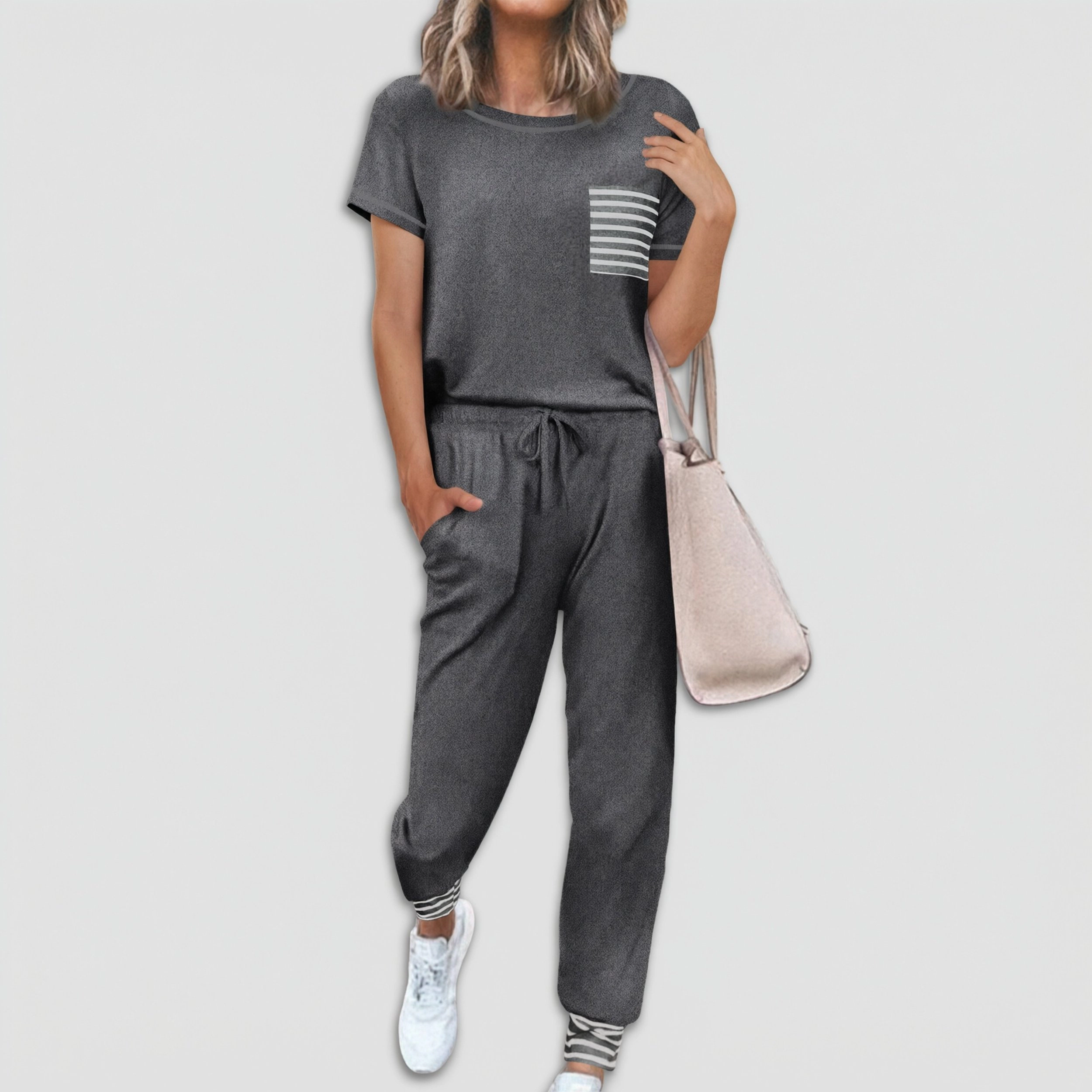 Ekouaer Women's Soft Short-Sleeve Pajama Set with Long Pants