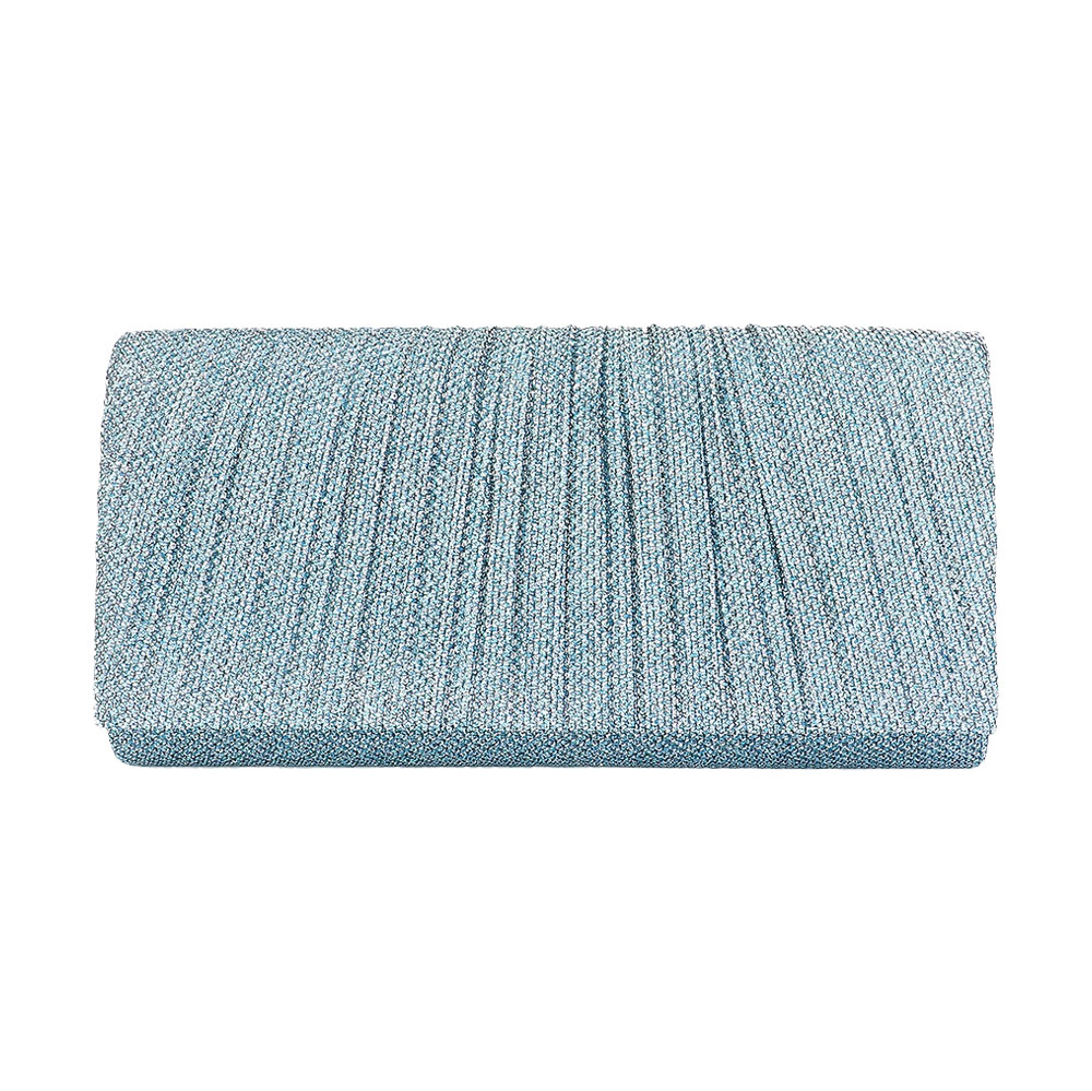 Fashnzfab Pleated Shimmery Evening Clutch Crossbody Bag
