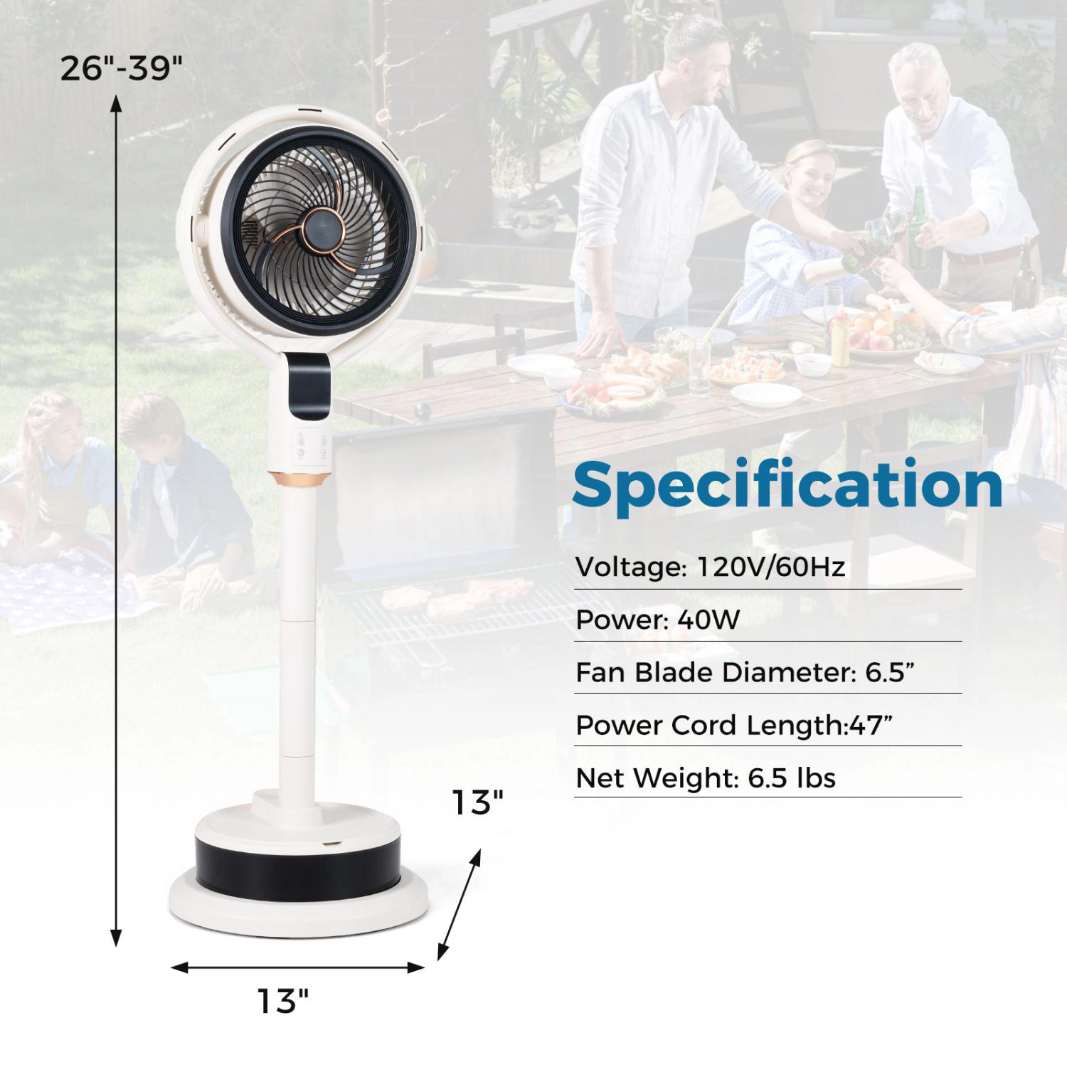 SlickBlue Oscillating Standing Fan with Water Mist Cooling and 8 Speed Settings
