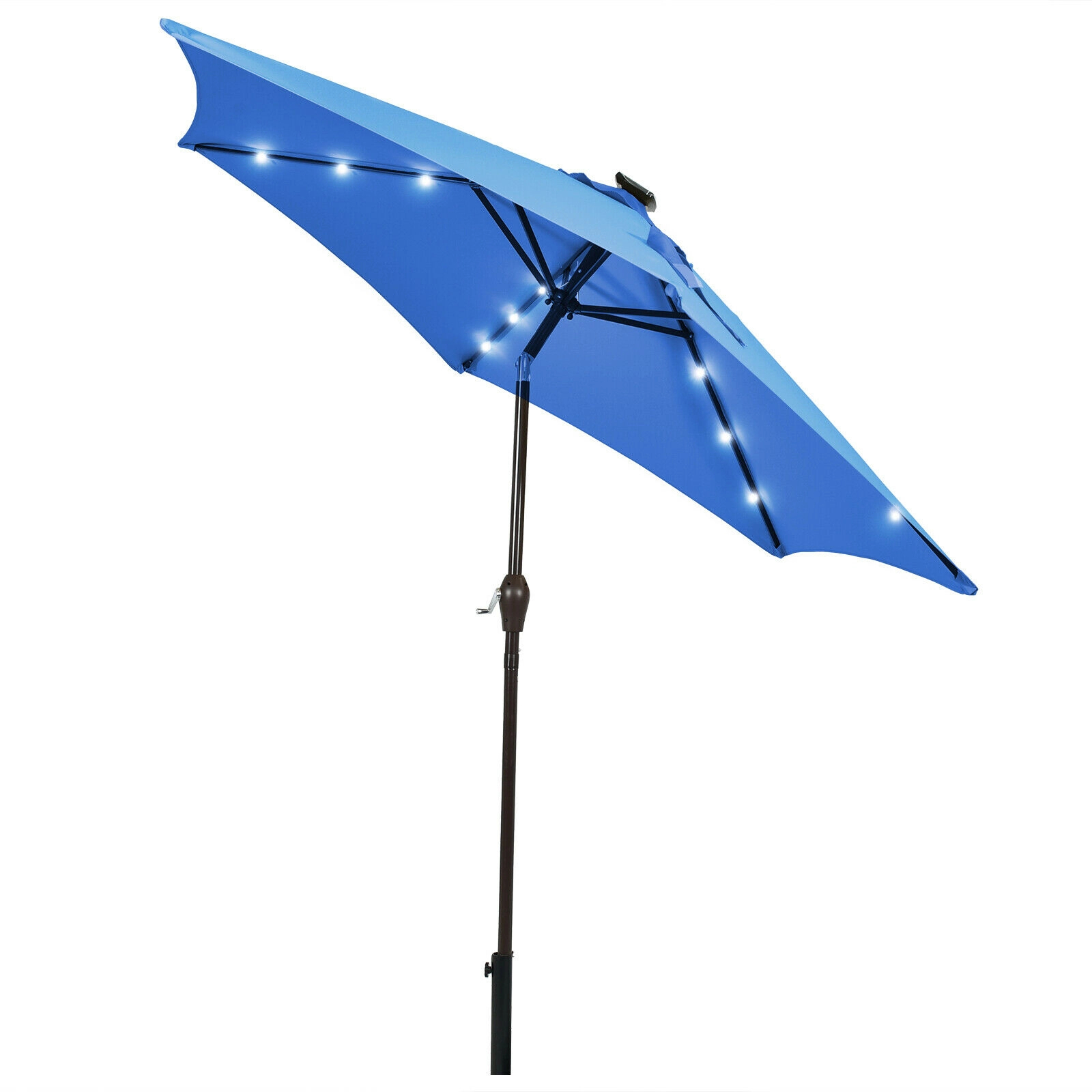 SUGIFT Push Button Tilt and Crank Lift 9 FT Solar LED Lighted Market Patio Umbrella