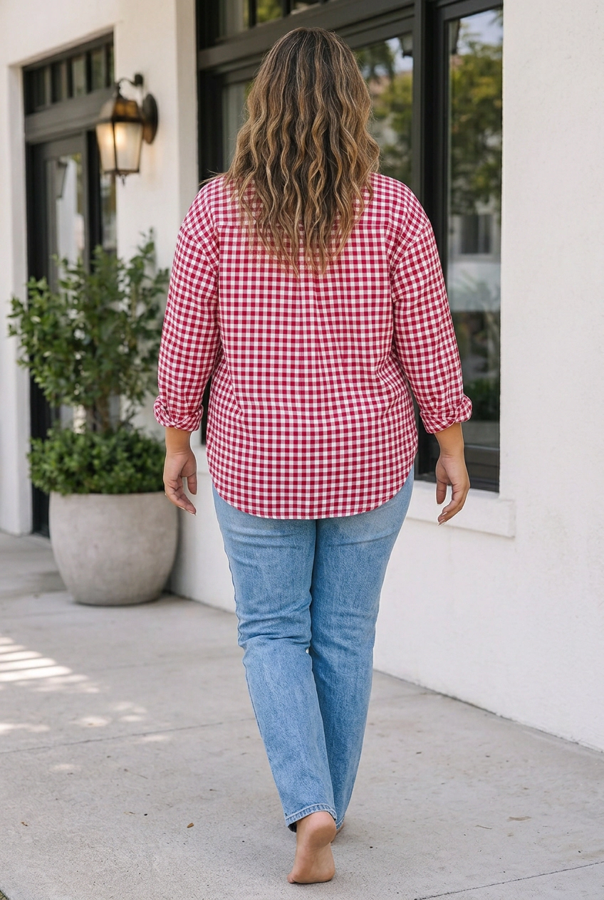 Threaded Pear Rhea Loose Fit Shirt Long Sleeve PLUS Top