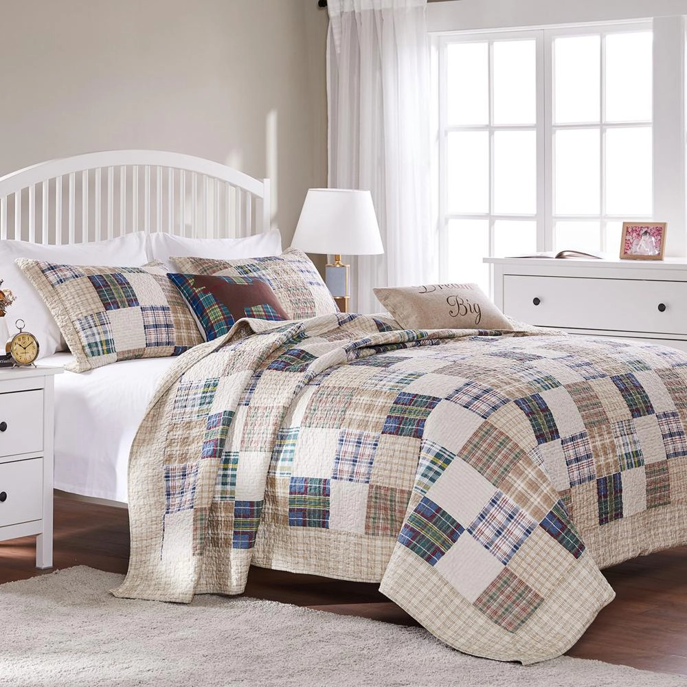 Greenland Home Fashion Oxford Quilt And Pillow Sham Set 3 Piece