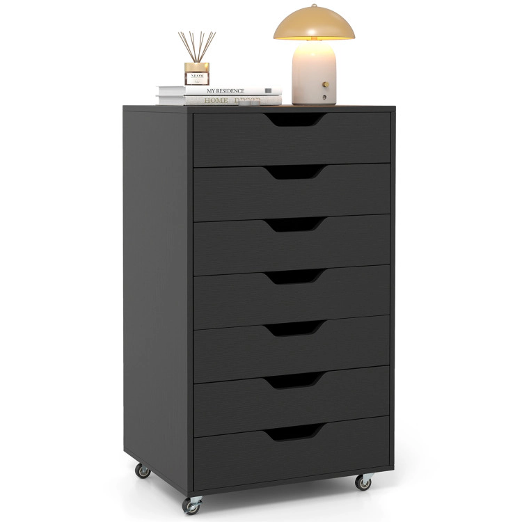 Hivvago 7-Drawer Chest Storage Dresser Floor Cabinet Organizer with Wheels
