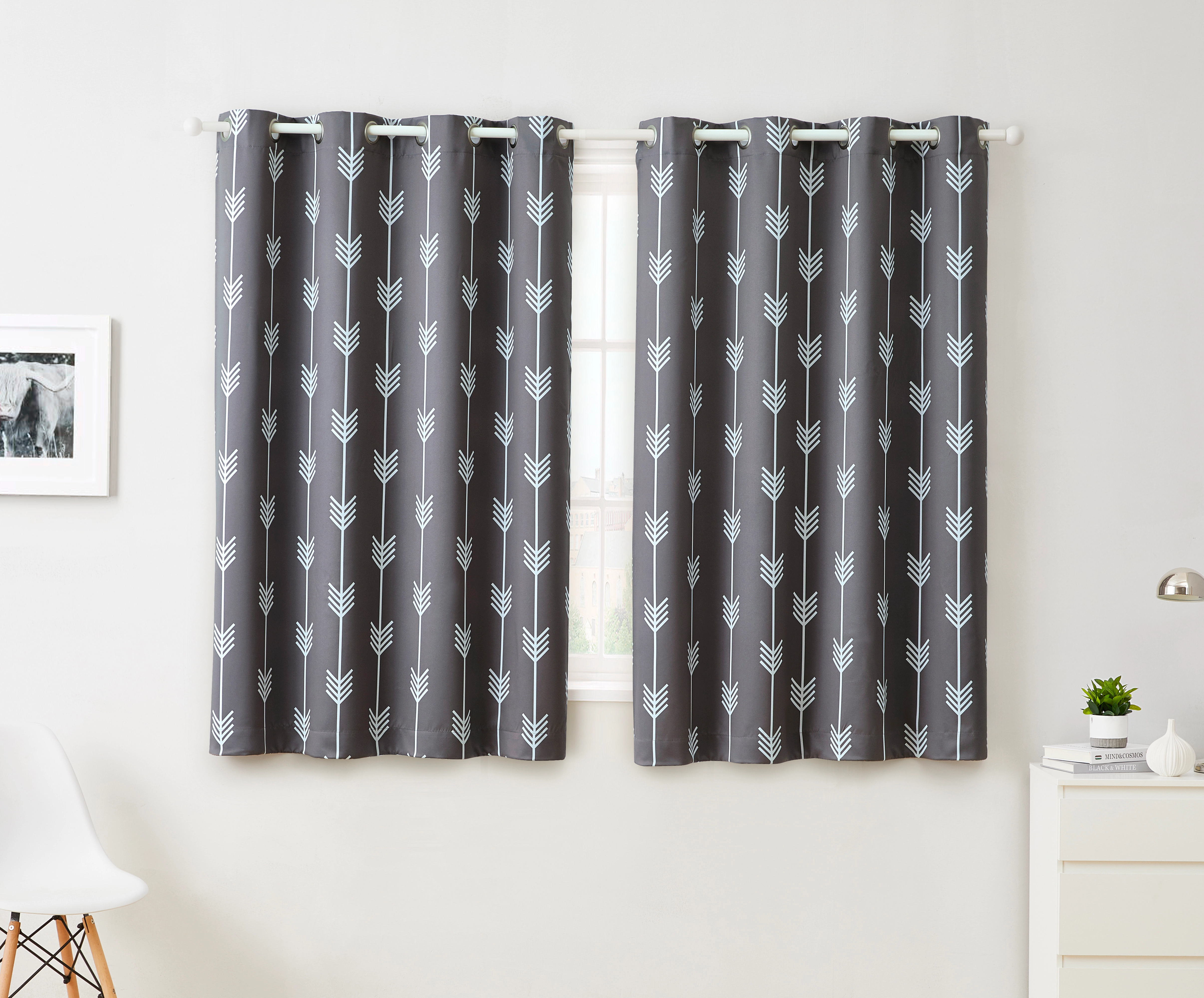 HLC.ME Arrow Printed Privacy Blackout Room Darkening Grommet Window Curtain Panels - Set of 2
