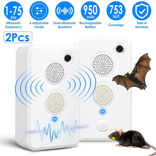 GBruno 2-Pc Rechargeable Ultrasonic Bat Repellent