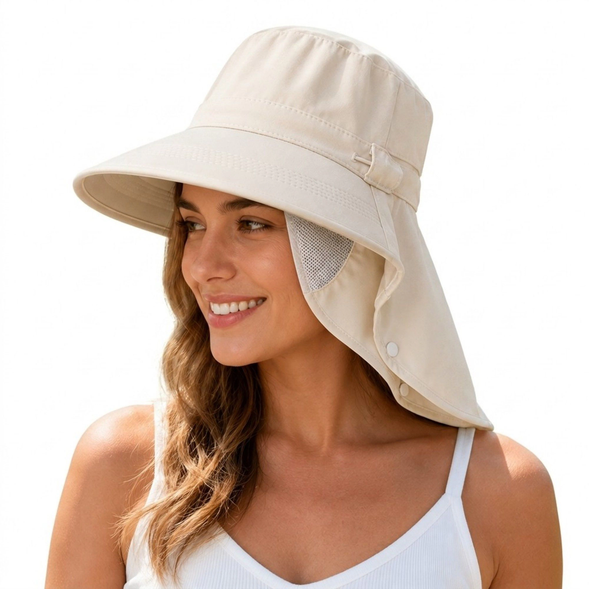 Alilang Women's Wide Brim Sun Hat with Neck Flap Breathable Mesh Panel and Lightweight Outdoor Design
