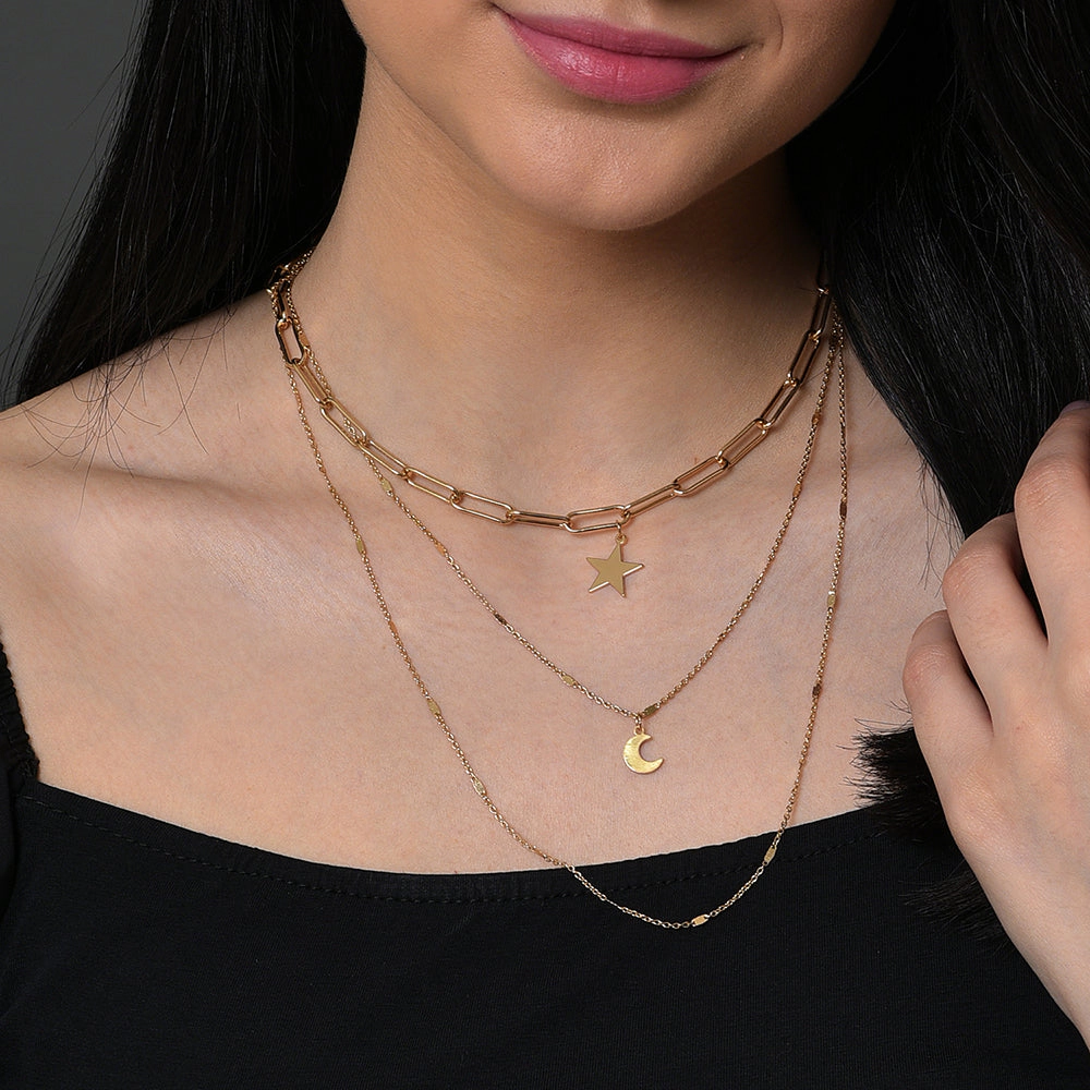 SOHI Women's Gold Everyday Multi-Layer Necklace