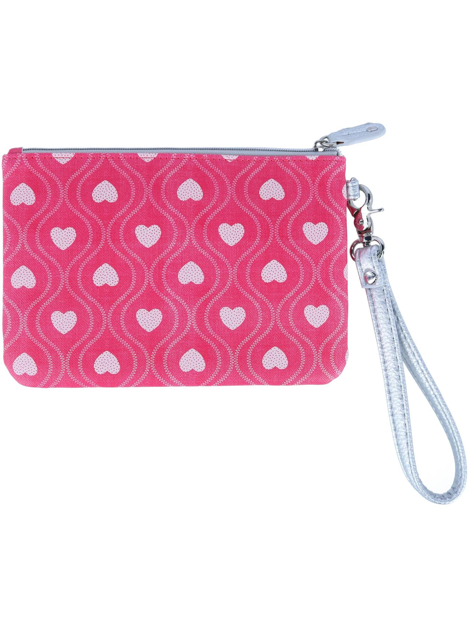 Buxton Women's Swervy Hearts Print Vegan Leather Wristlet Pouch