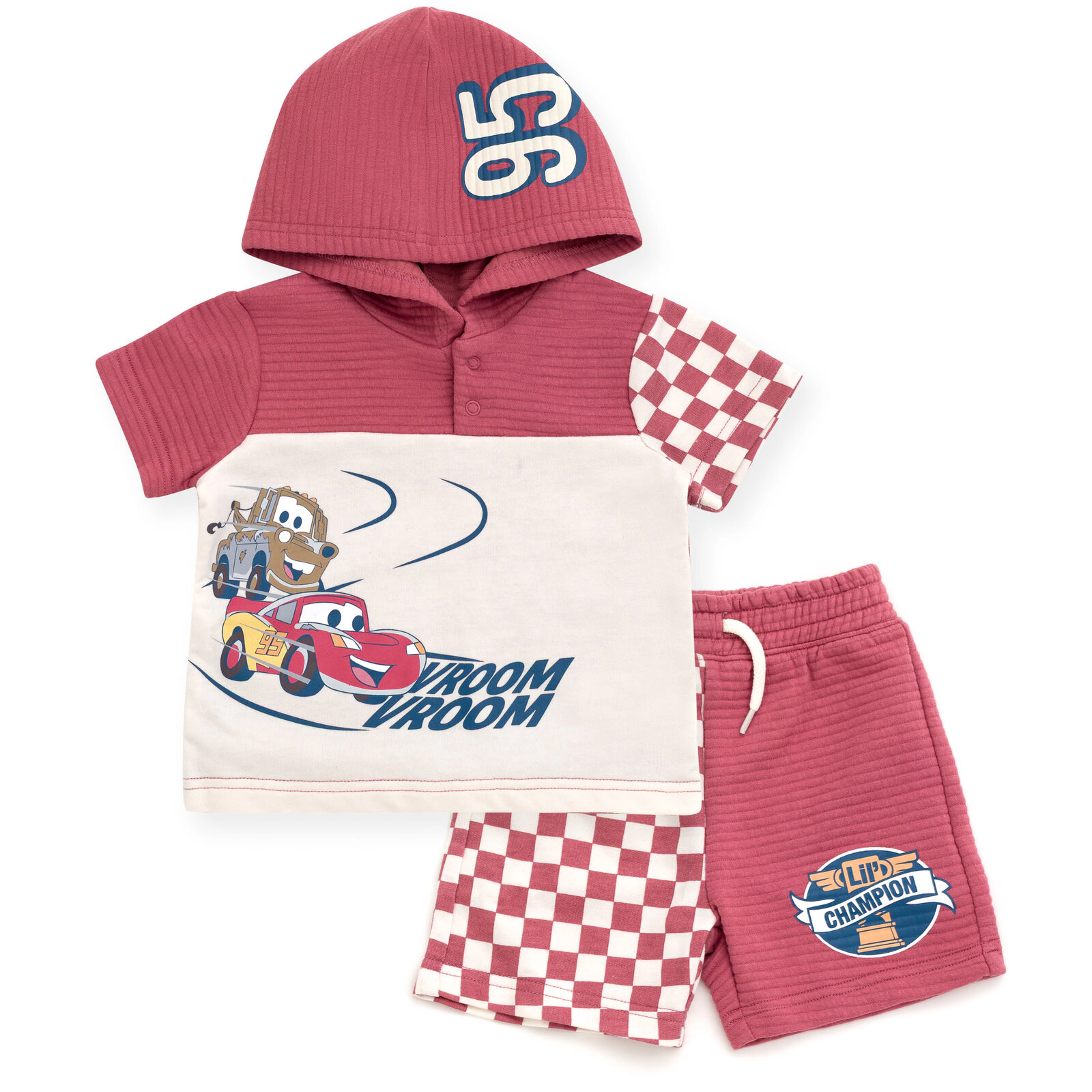 Disney Boys' French Terry Hooded Tee and Shorts Set