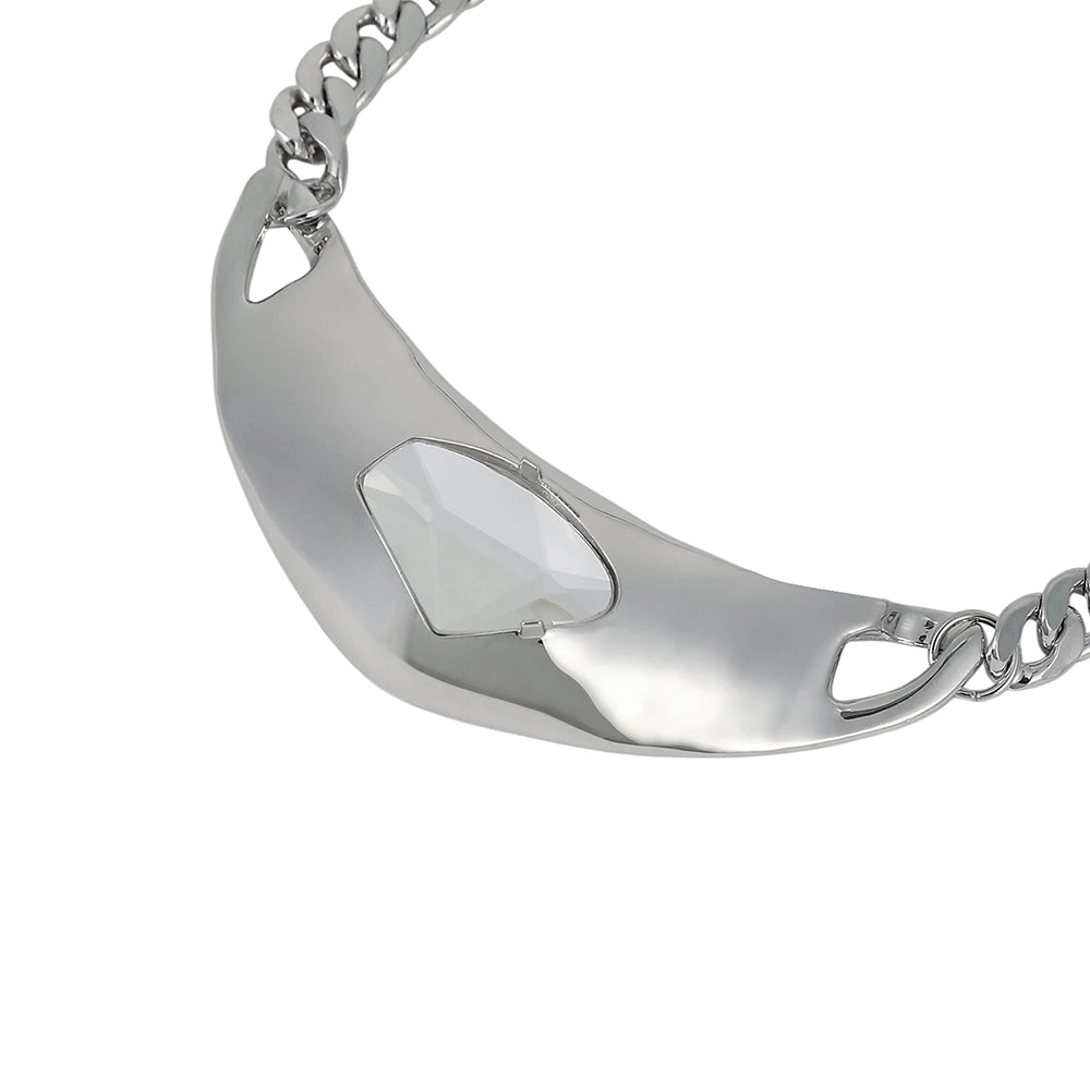 SOHI Women's The Petra-Chain Collar Necklace - Chrome Silver