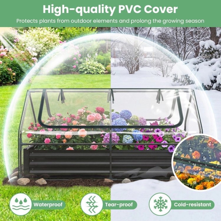 Hivvago 69 x 33 x 12 Inch Galvanized Raised Garden Bed with Cover
