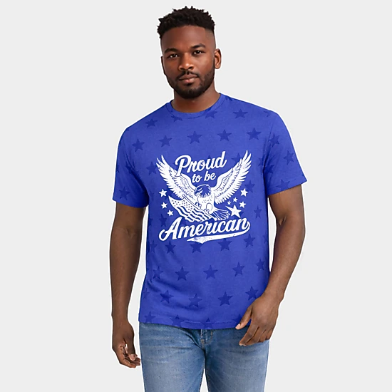 Simply Sage Market - Proud To Be American Distressed Eagle - Men's Short Sleeve Star Tee