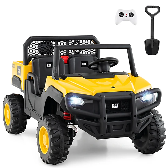 LJG 24V Ride on Dump Truck Licensed Caterpillar 2-Seater Kids Car with Remote Control