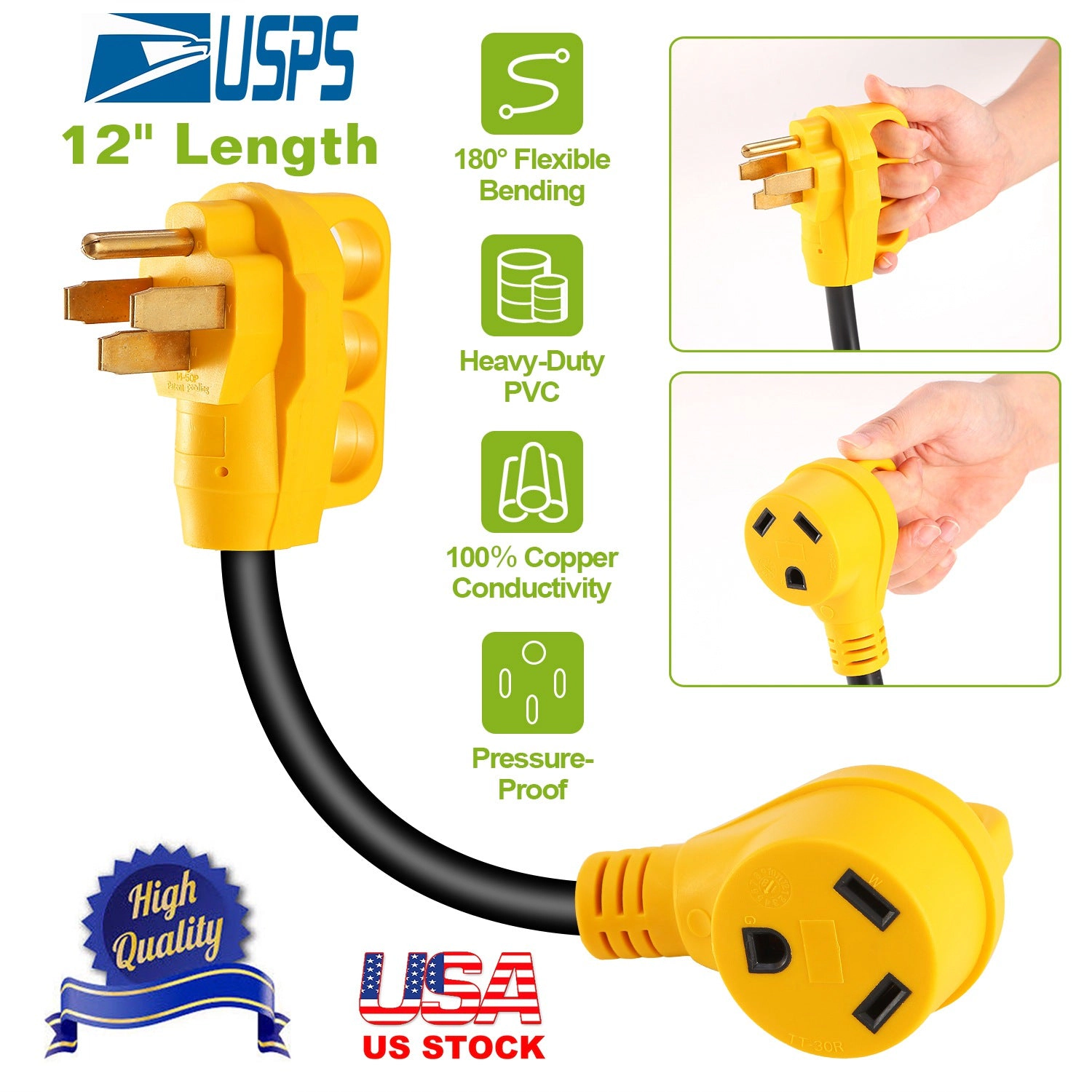 GBruno RV Electrical Adapter 50A Male To 30A Female