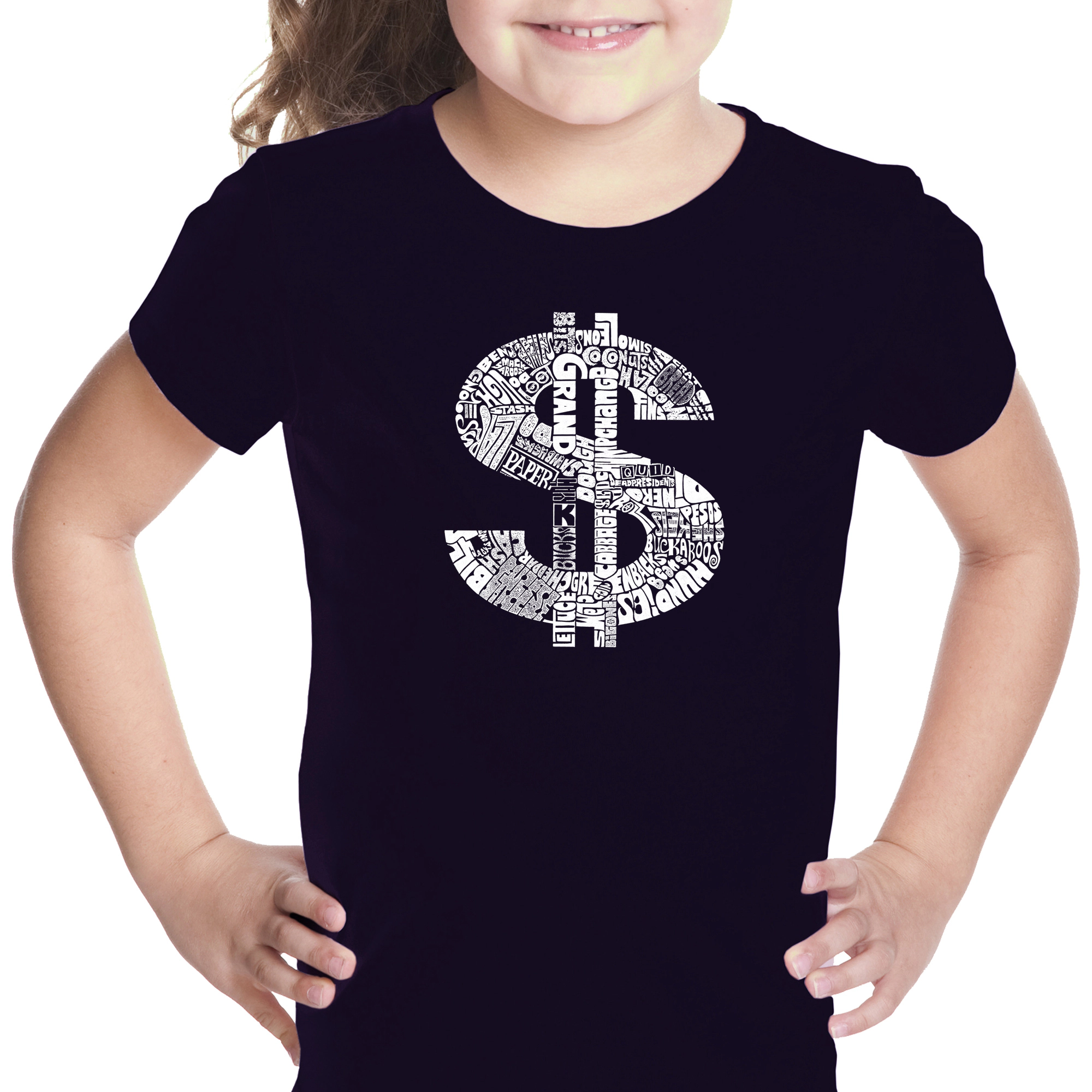 LA Pop Art Girls Word T-Shirt - Dollar Sign