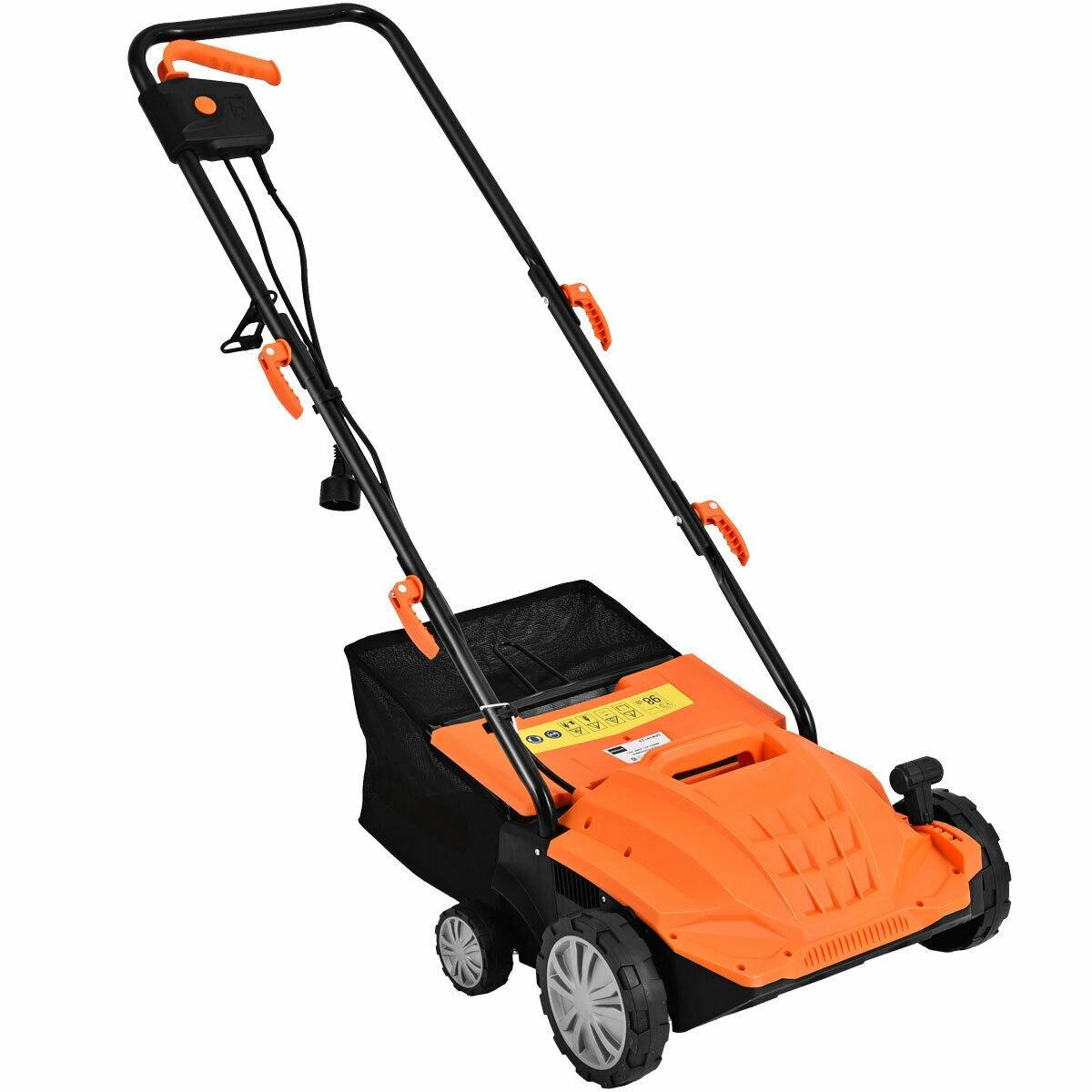 SUGIFT 13 in Electric Scarifier Orange 12 Amp with Collection Bag and Removable Blades