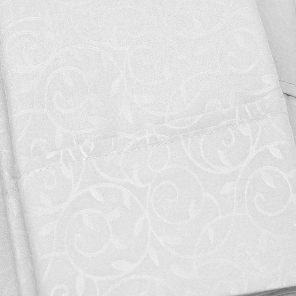Plazatex Vine Print 90GSM Brushed Microfiber Soft Wrinkle Free Sheet Set Queen 60x80 White