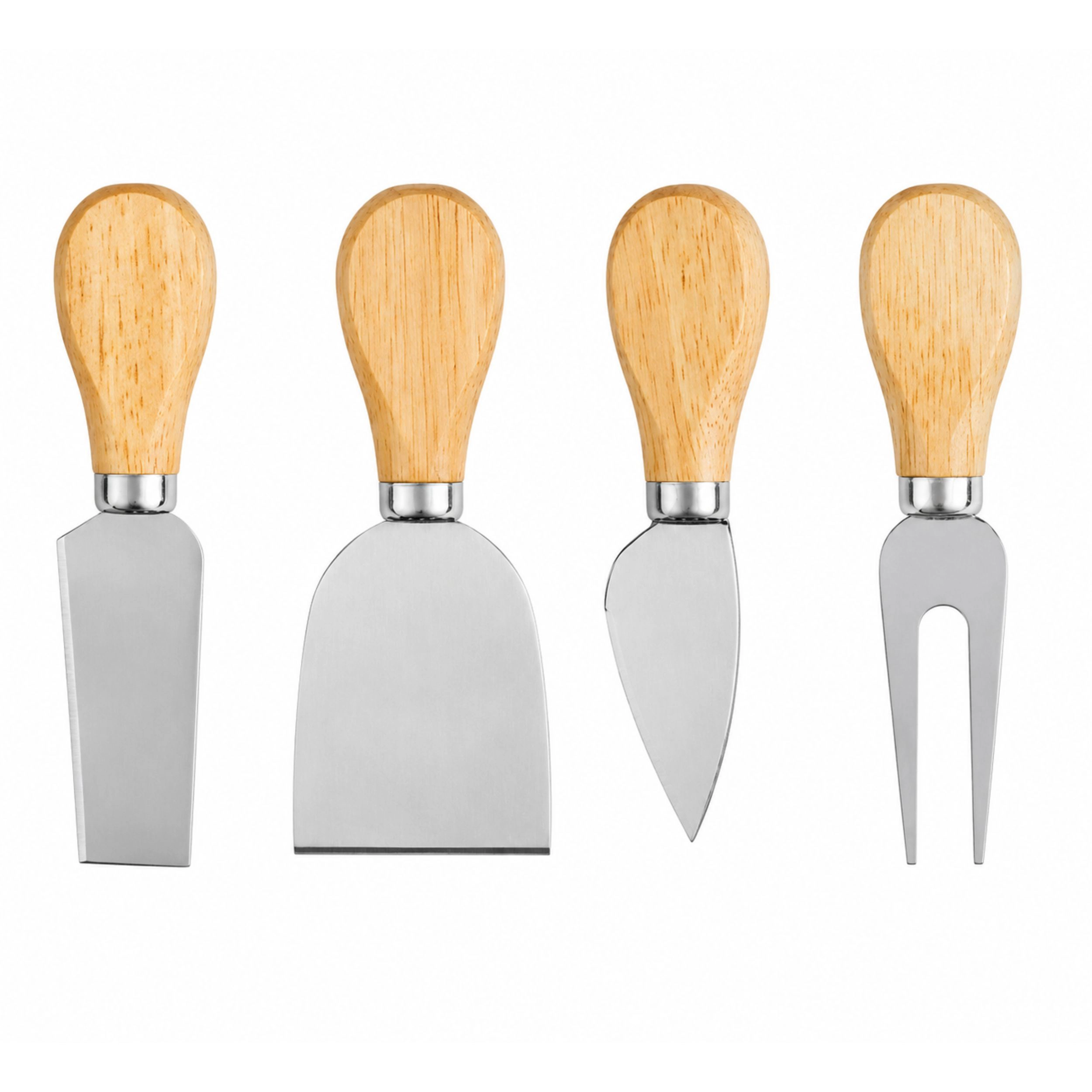 Home Collection 4Pc Stainless Steel Cheese Knife Set with Wooden Handles