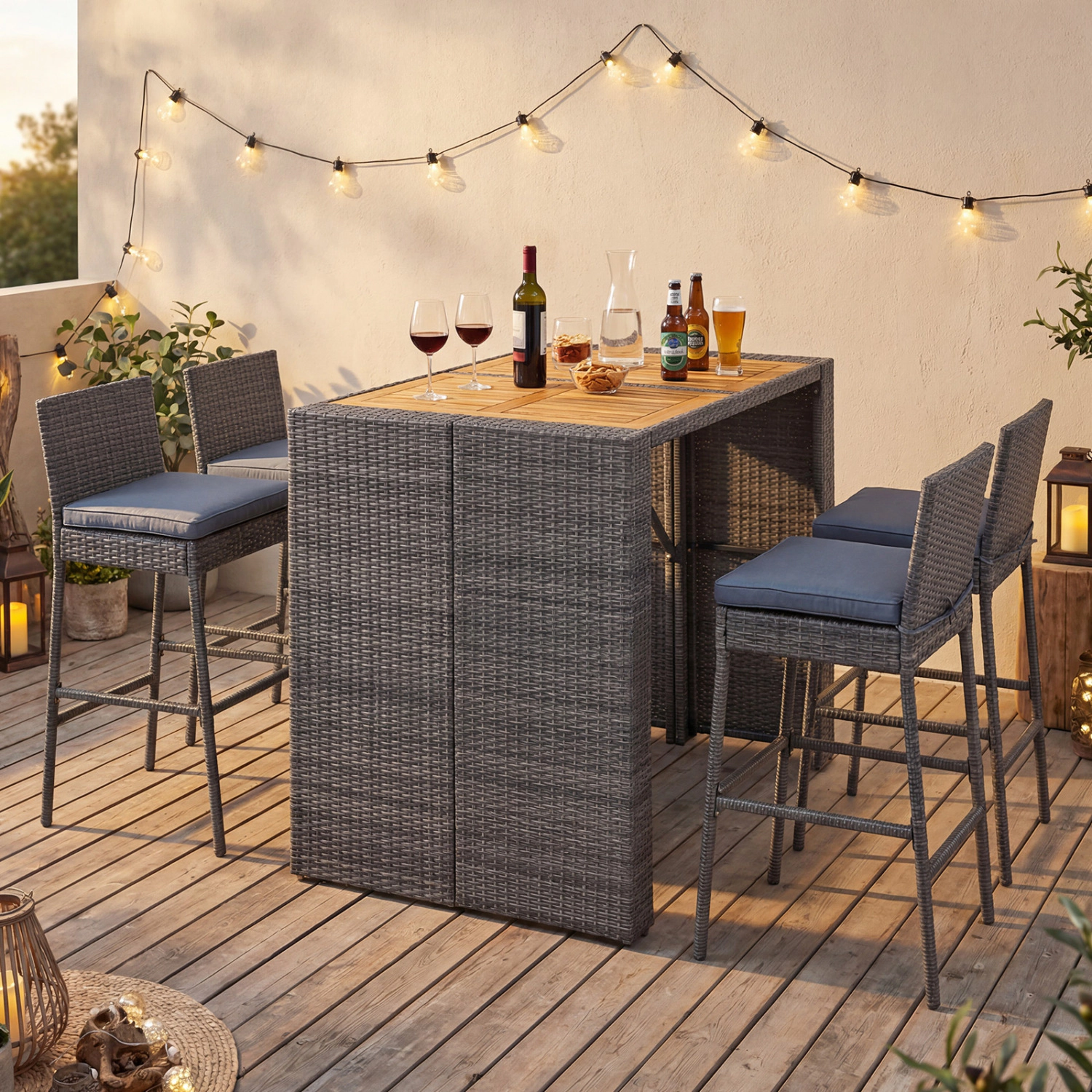 LJG Patio Acacia Wood Dining Set for Home