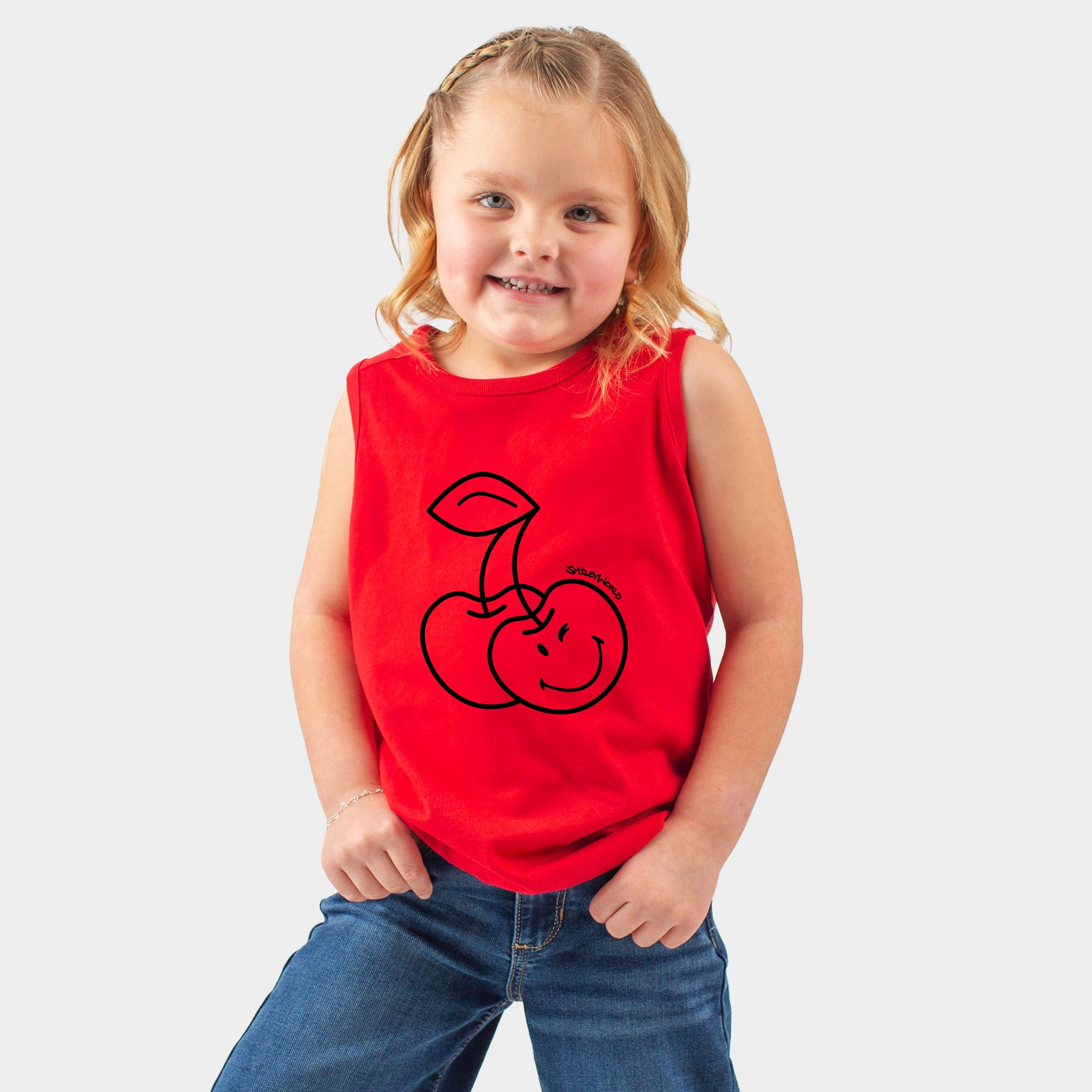 The Juniper Shop - Toddler Graphic Tank SmileyWorld Cherry Face Outline