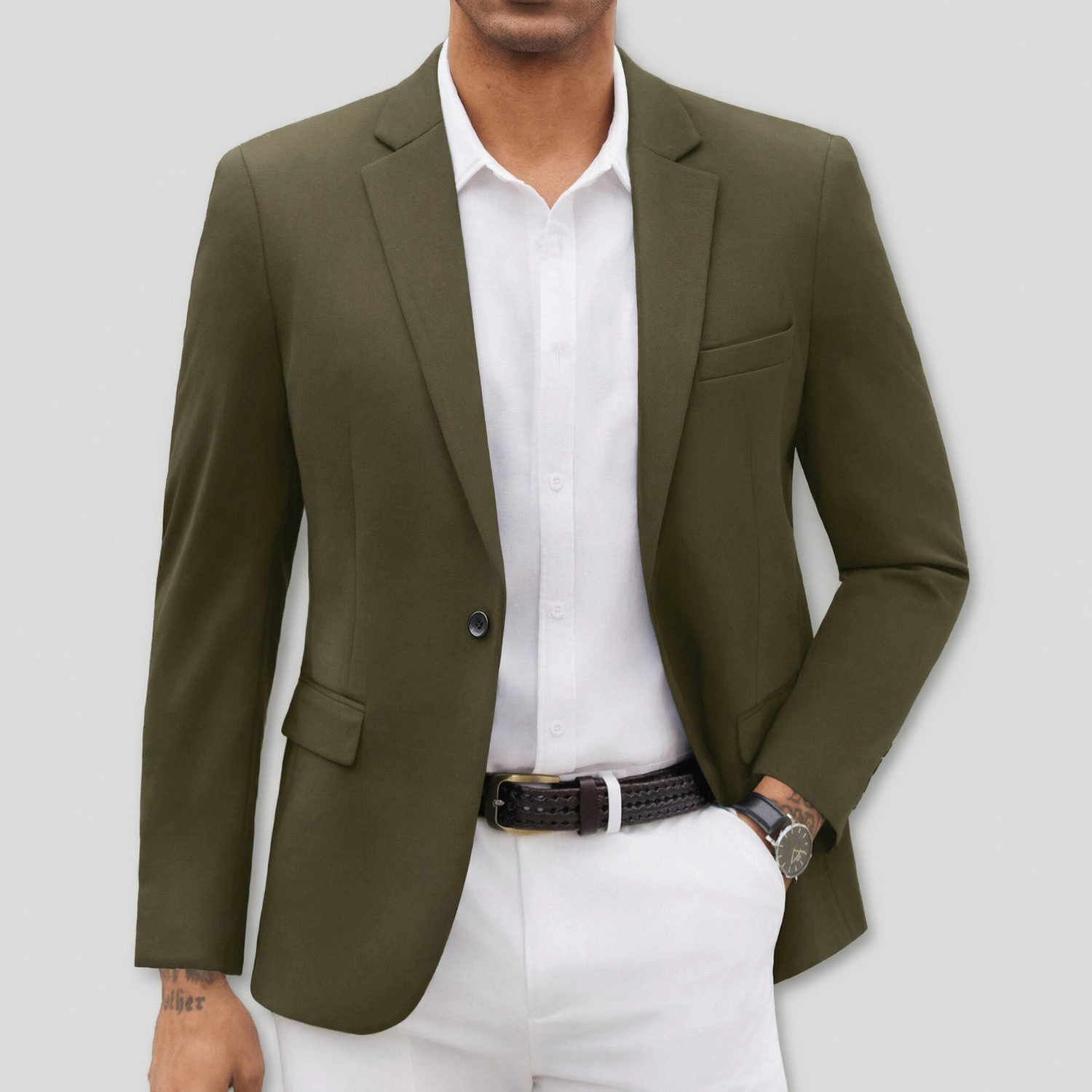 COOFANDY Mens Long Sleeve Blazer Fall Notched Lapel One Button Casual Sport Coat