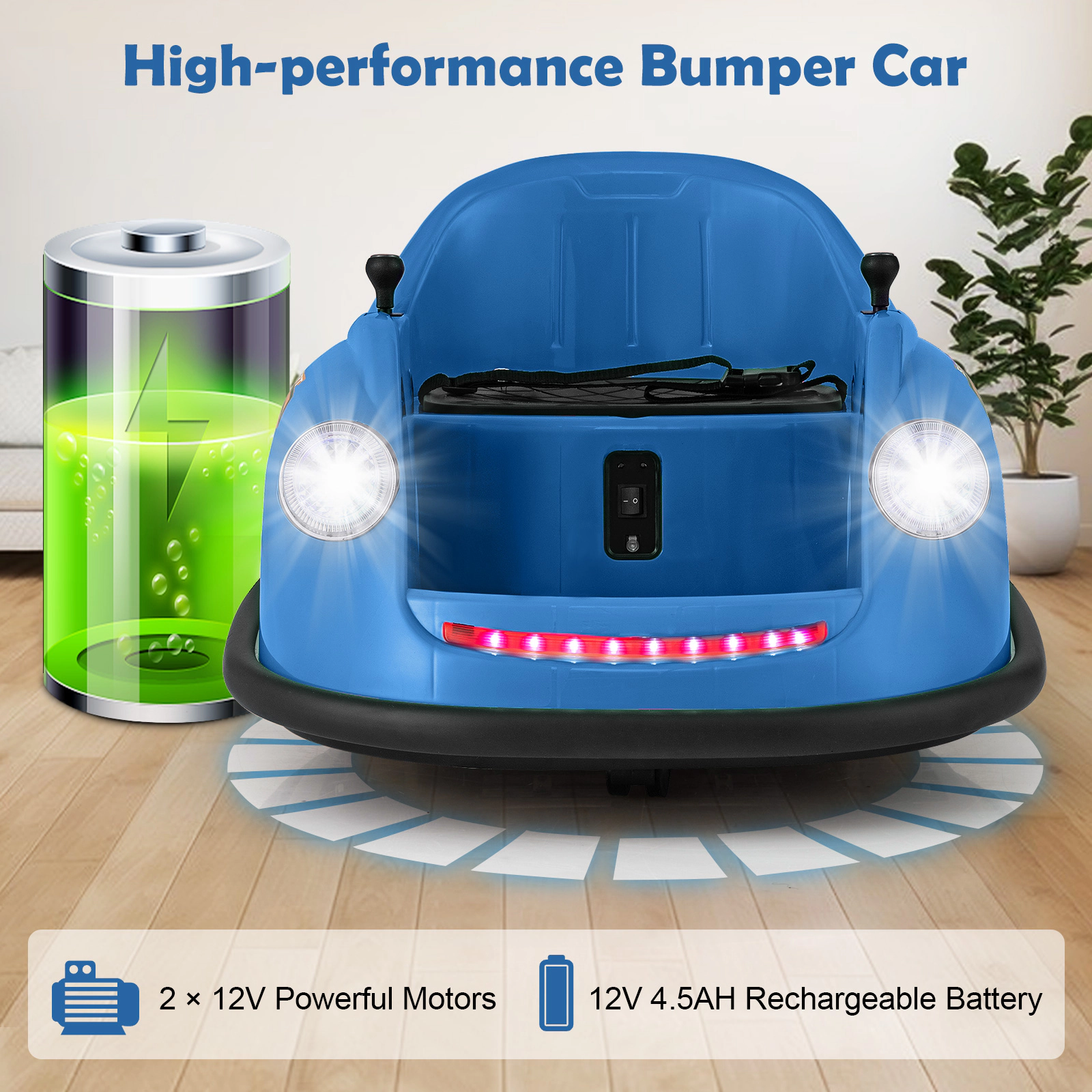 Hivvago 12V Electric Kids Ride on Bumper Car Battery Powered Bumping Car with Remote Control-Navy