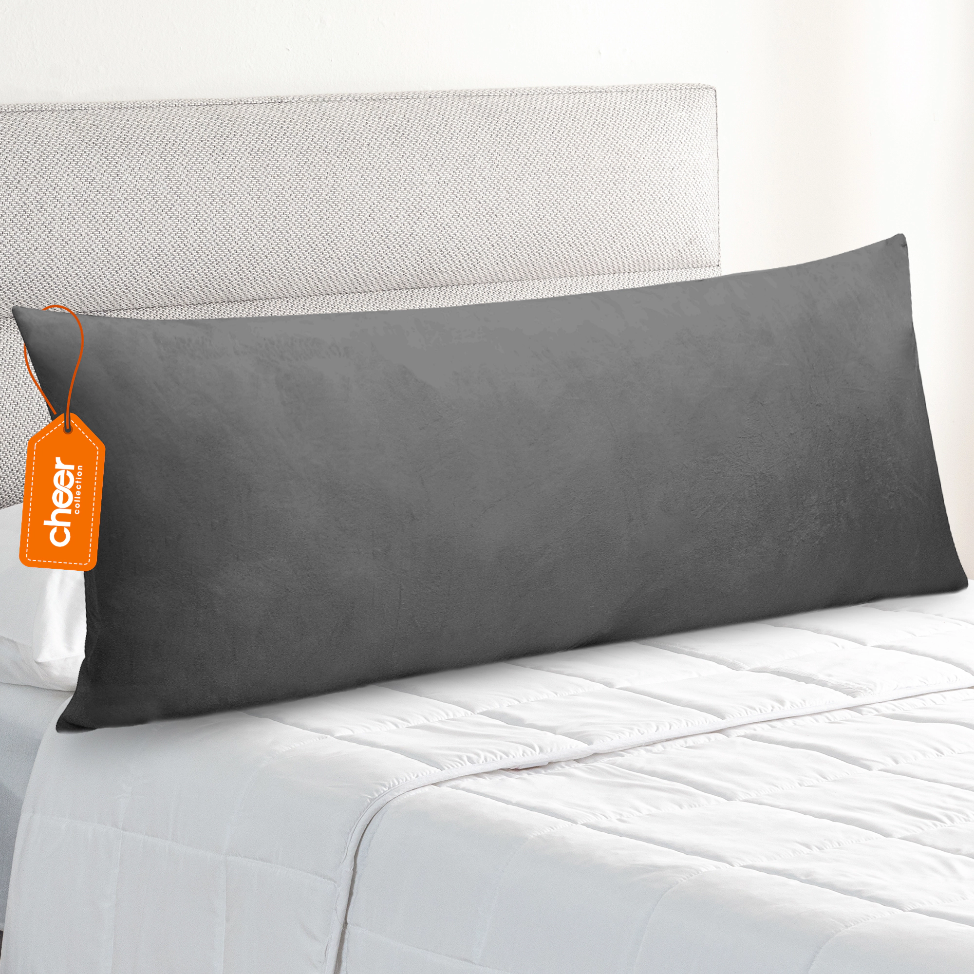 Cheer Collection Velour Plush Long Body and Lumbar Accent Pillow, 20"x54"