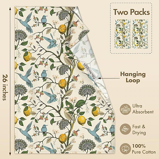 Stock Preferred Pack of 2 18x26 Inch Cotton Flour Sack Kitchen Towels 150 GSM