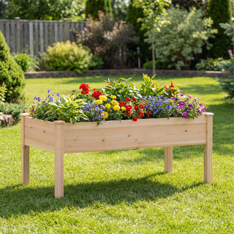 Hivvago Wooden Raised Garden Bed with Legs Natural Fir Wood Elevated Planter Box