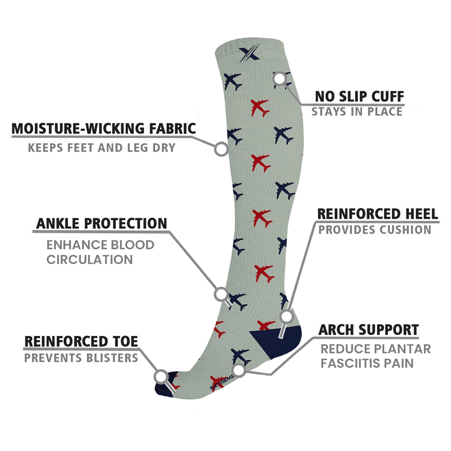 Extreme Fit Compression Socks Knee High - Made For Running, Athletics 3 Pair
