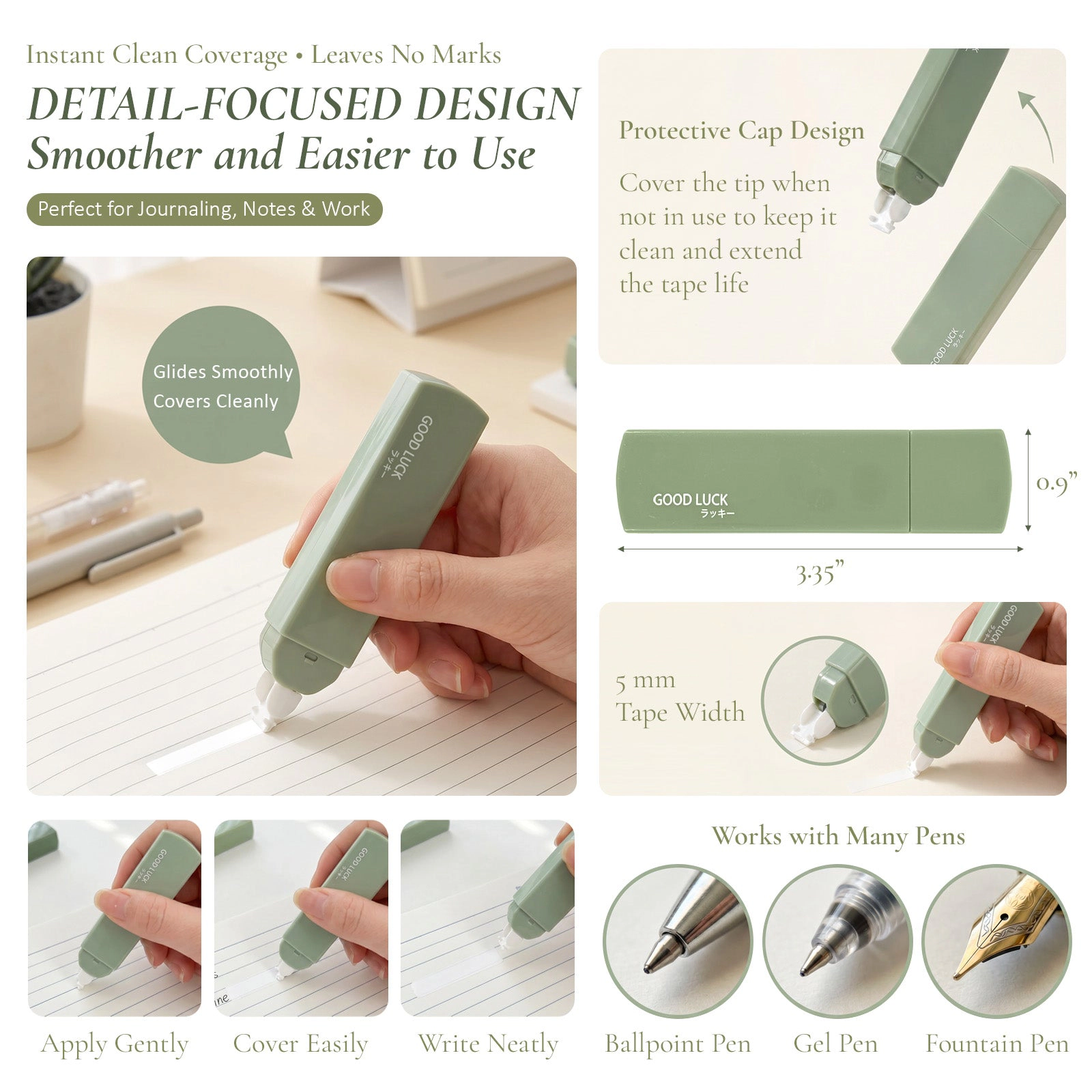 Wrapables 4-Compartment Pencil Case Set with White Correction Tape