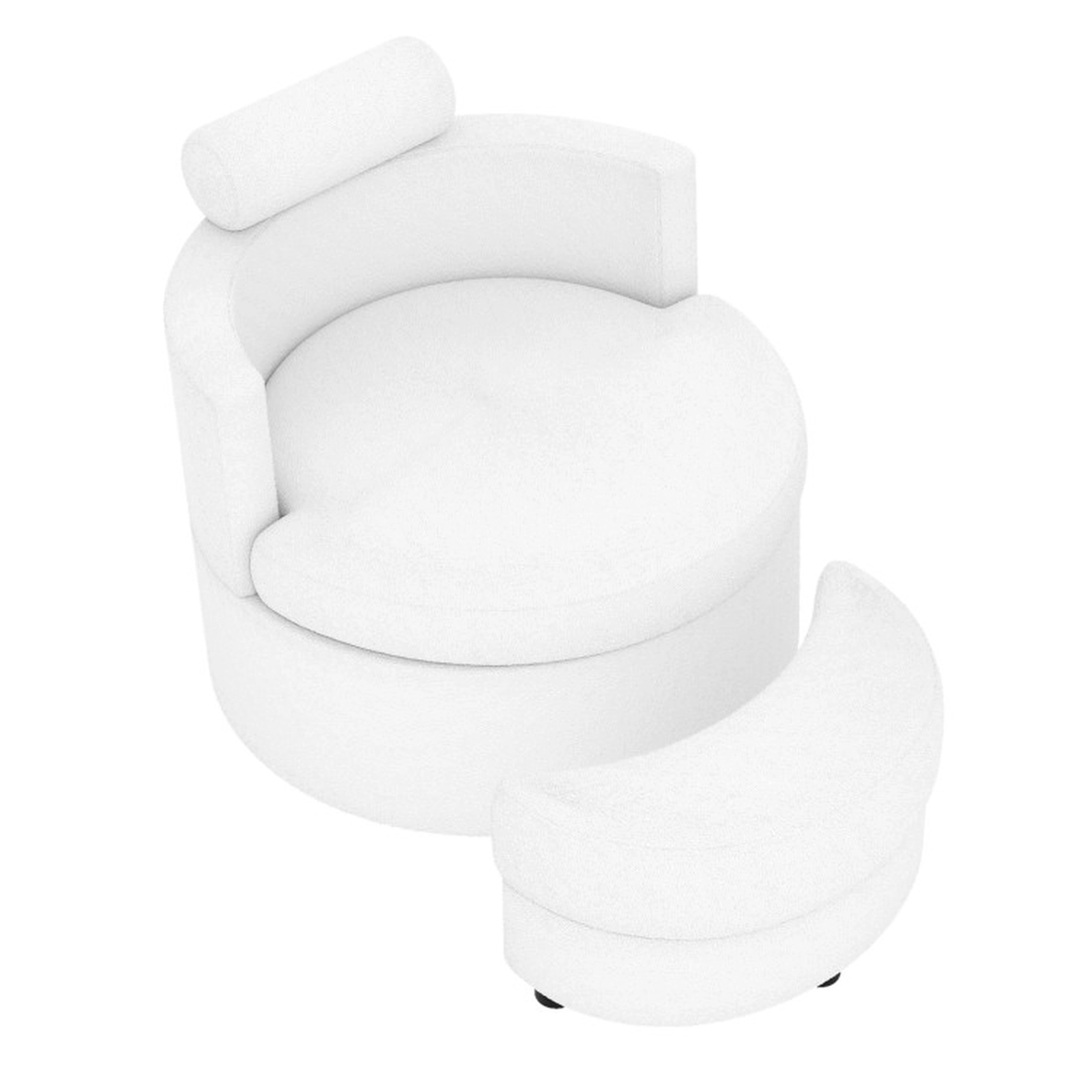 SUGIFT 360-Degree Swivel Storage Sherpa Accent Chair and Ottoman 35.5-in x 34.5-in x 32.5-in 440-lb Capacity White