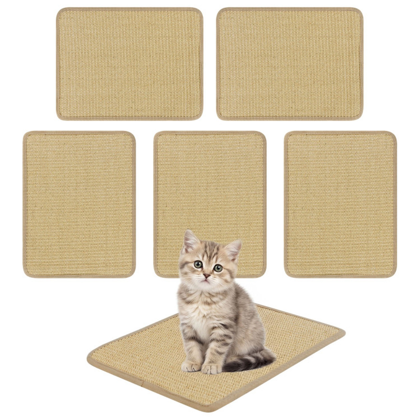 SUGIFT 12 Pieces Cat Scratcher Mat Set 16 x 12 Inch Natural Sisal Pads