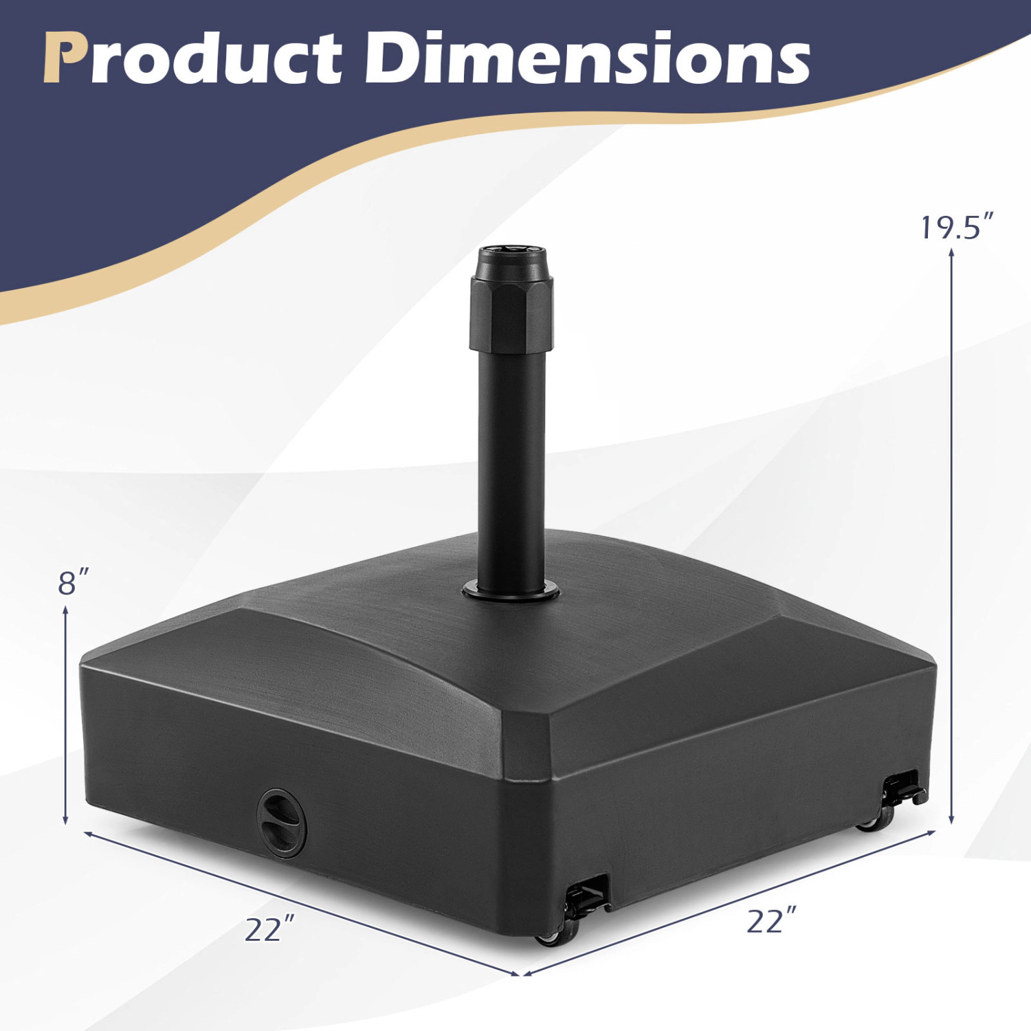 Slickblue Fillable Rolling Patio Umbrella Base with Locking Wheels for Market Umbrellas