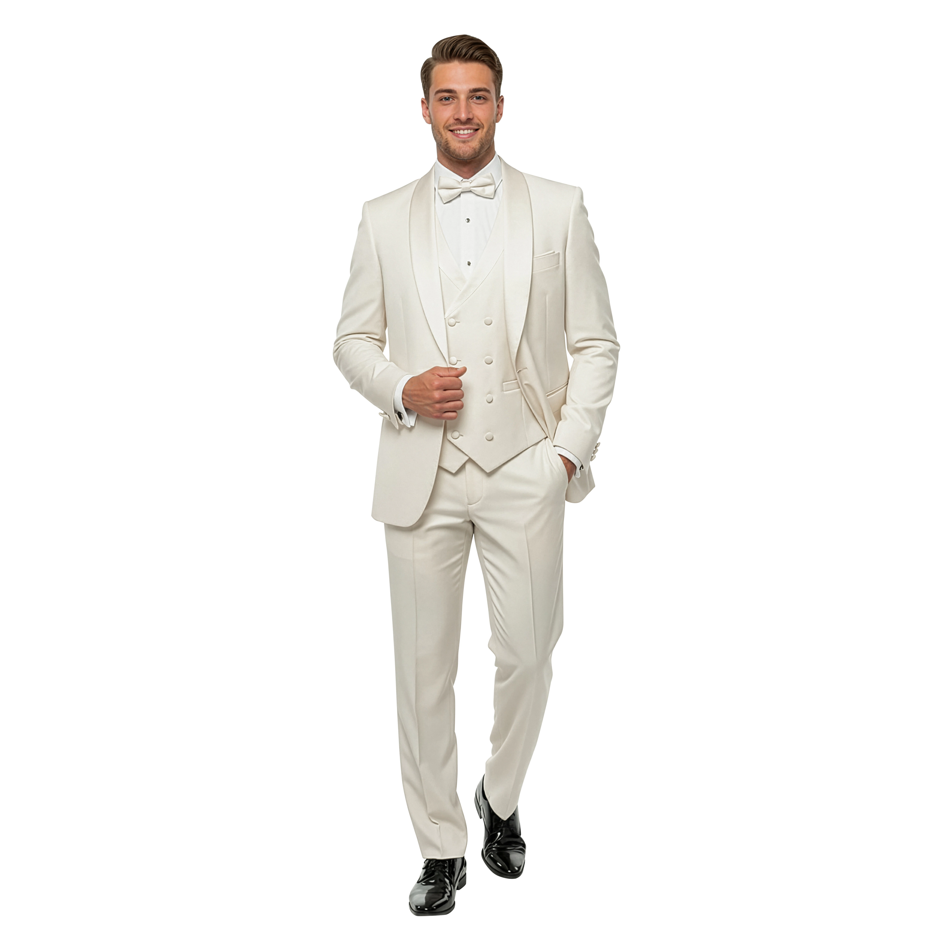 Tazzio Mens Skinny Fit 3pc Tuxedo Set with Bow Tie