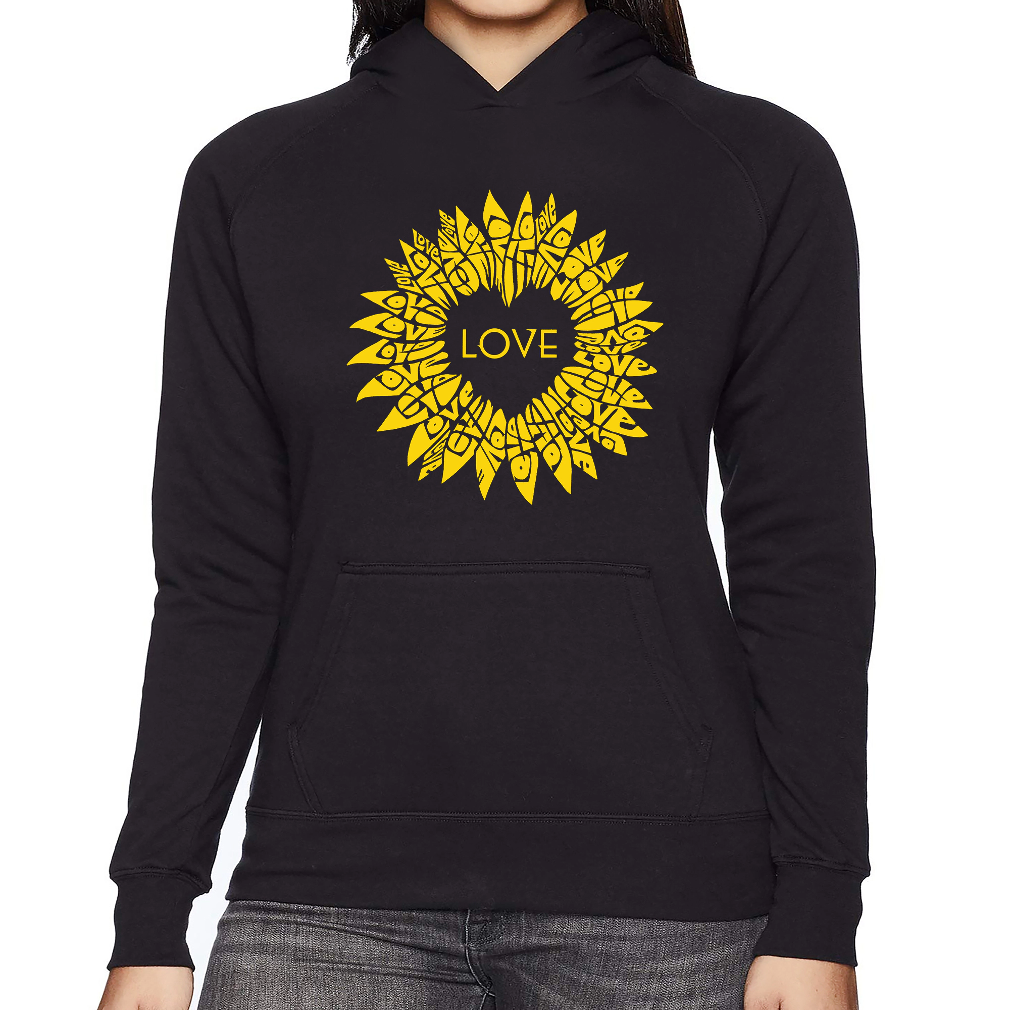 LA Pop Art Sunflower Love - Women's Word Hooded Sweatshirt