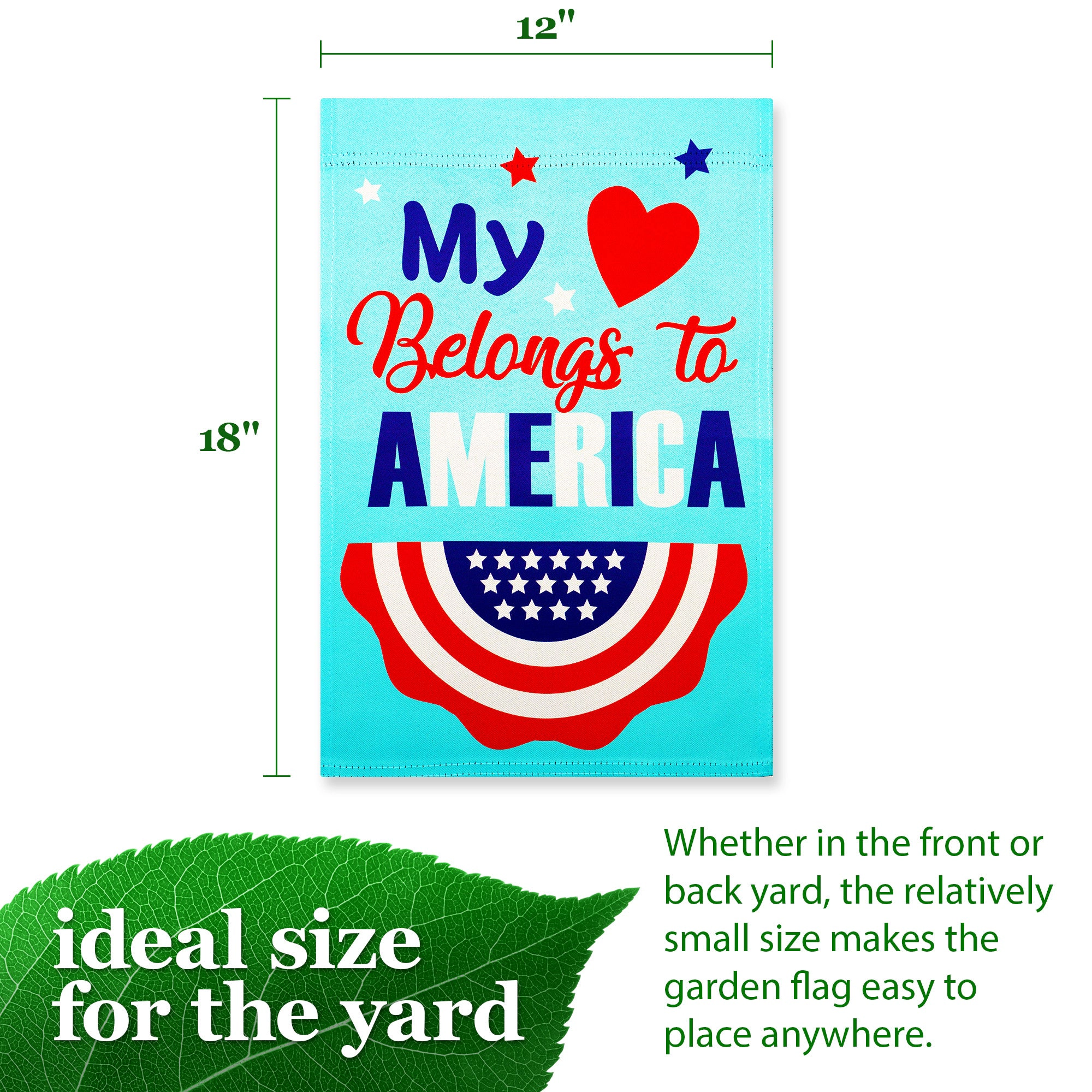 G128 Heart America Belongs 12x18 in Double-Sided Patriotic Garden Flag