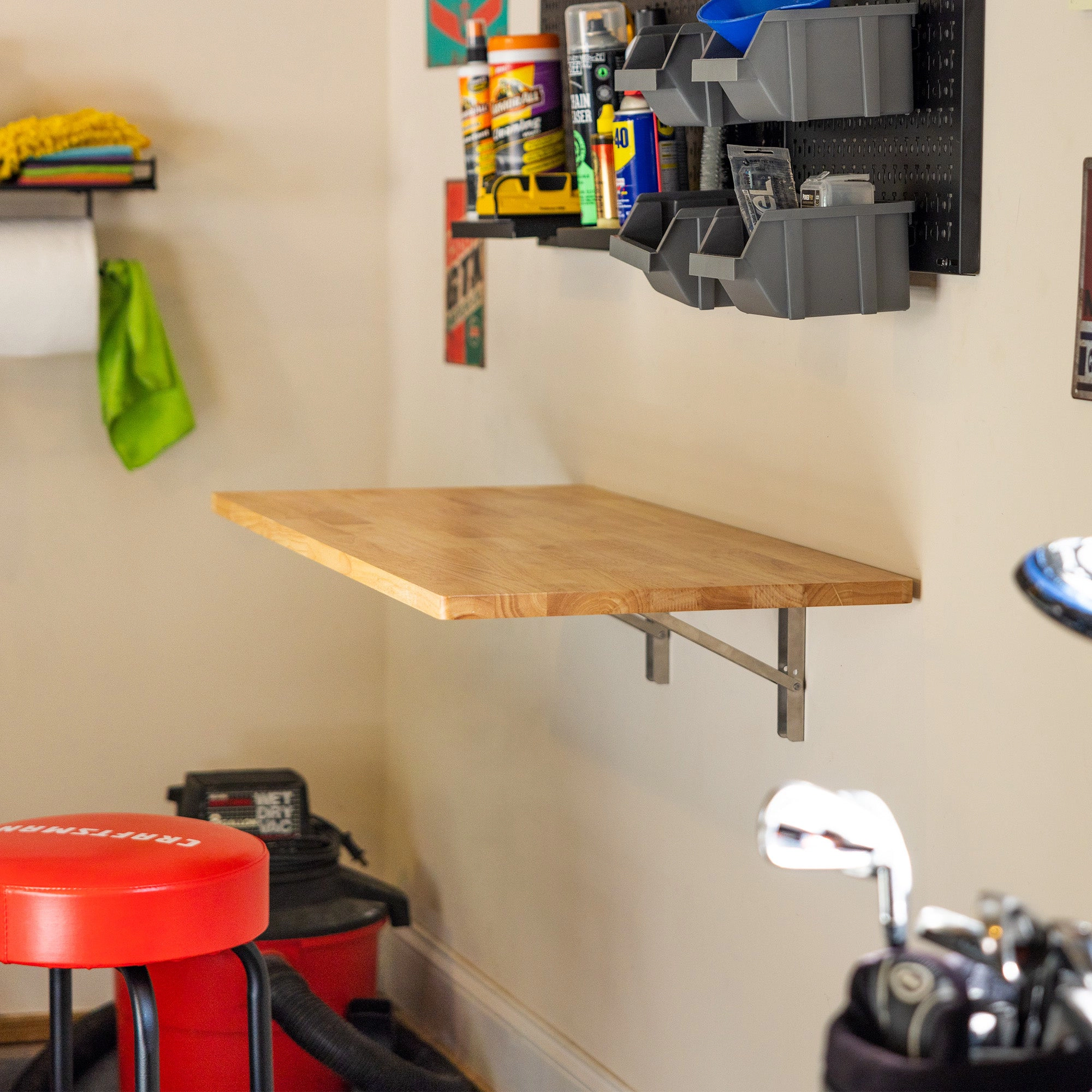 StoreYour Wakefield Foldable Workbench, Light Wood Tabletop with Stainless Hardware, Heavy-Duty Table