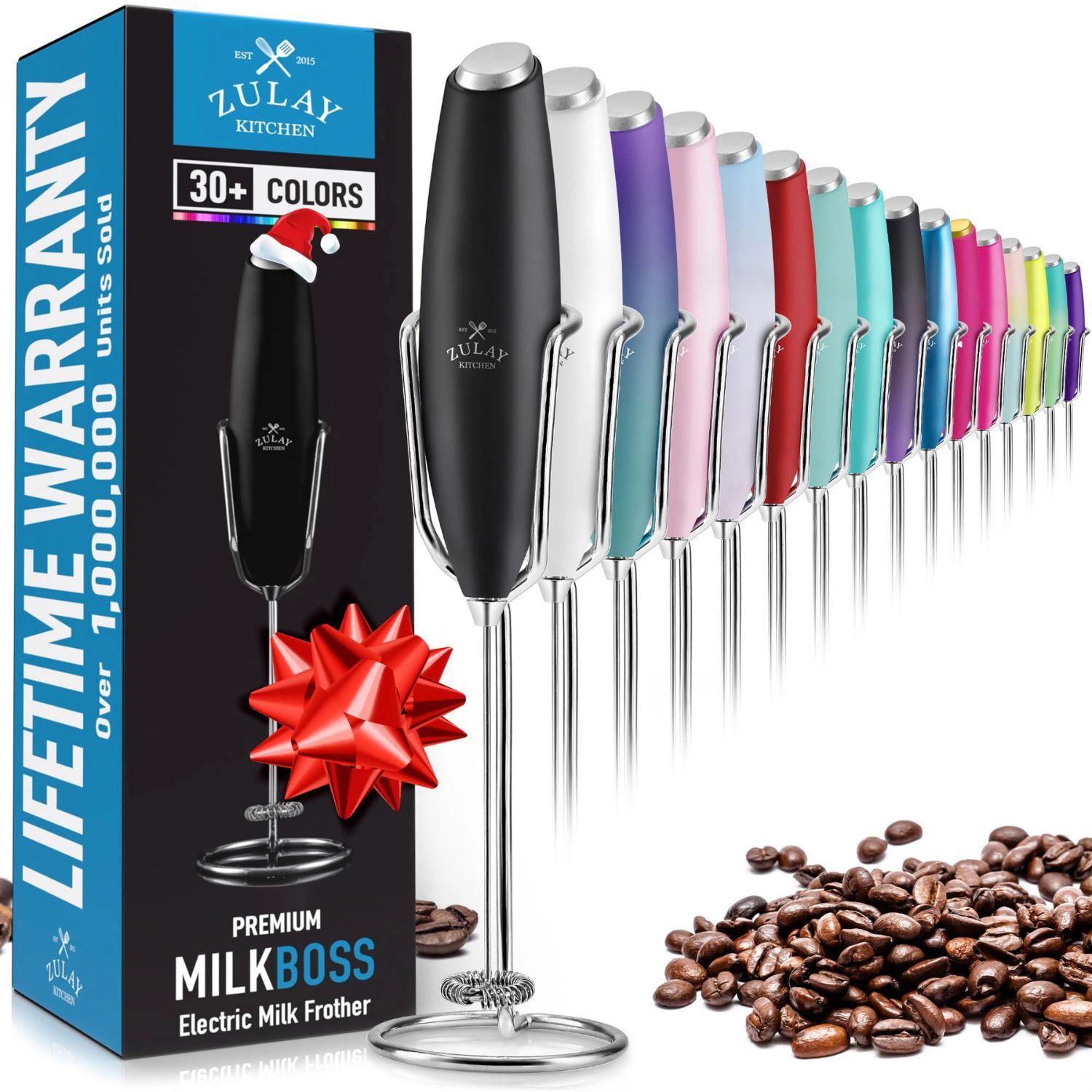 Zulay Kitchen FrothMate Powerful Milk Frother Portable & Compact Handheld Foam Maker Lattes, Cappuccinos