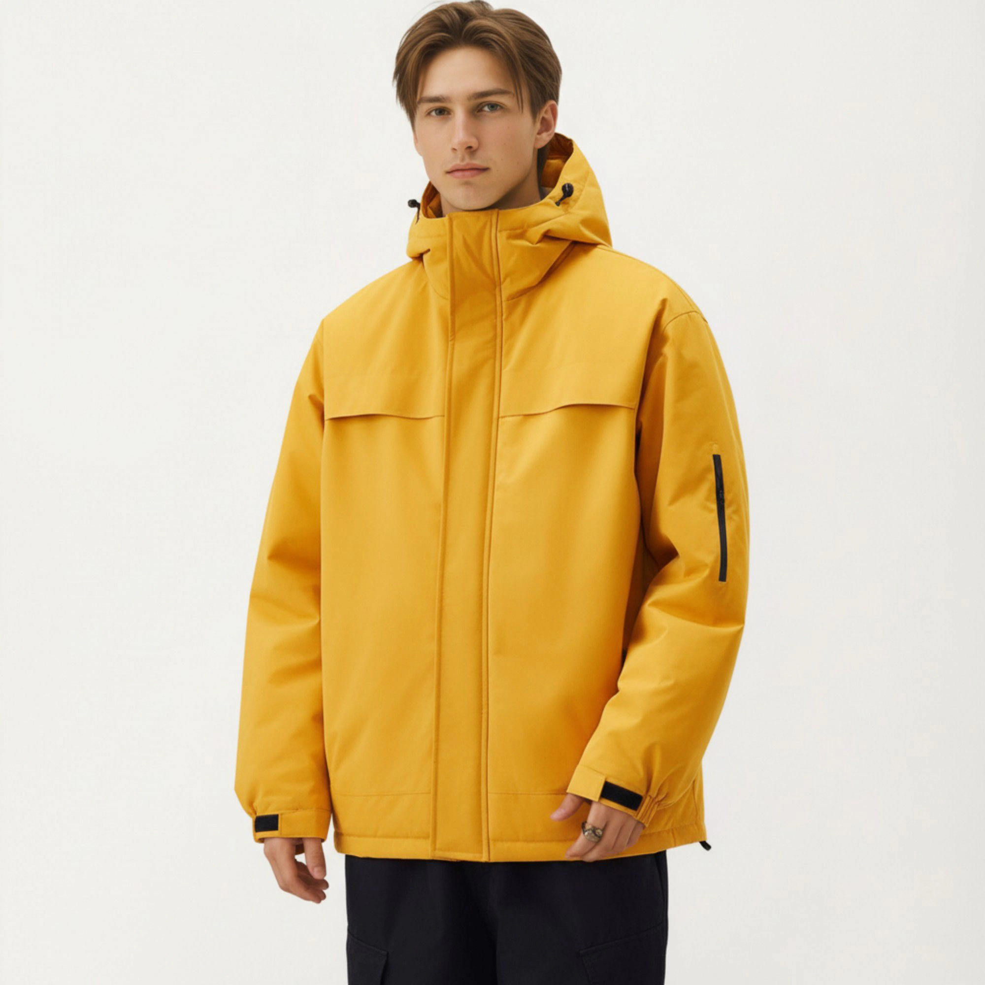 Anna-Kaci Men's Hooded Zip Front Jacket with Long Sleeves and Clean Panel Construction