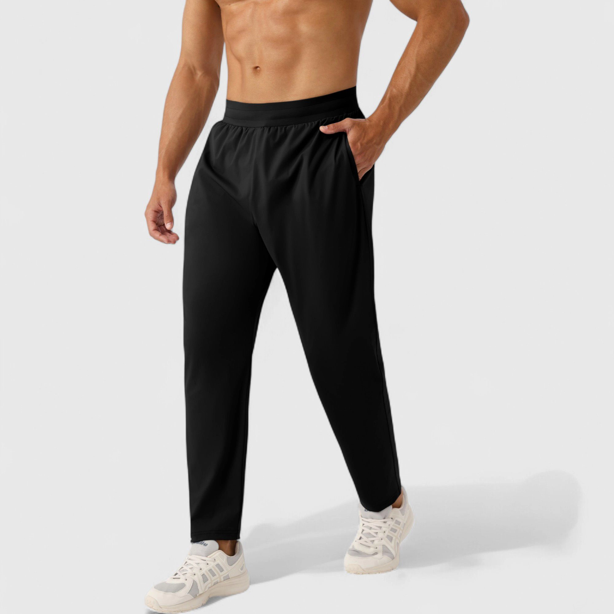 Anna-Kaci Men's Athletic Training Pants with Elastic Waistband and Straight-Leg Fit
