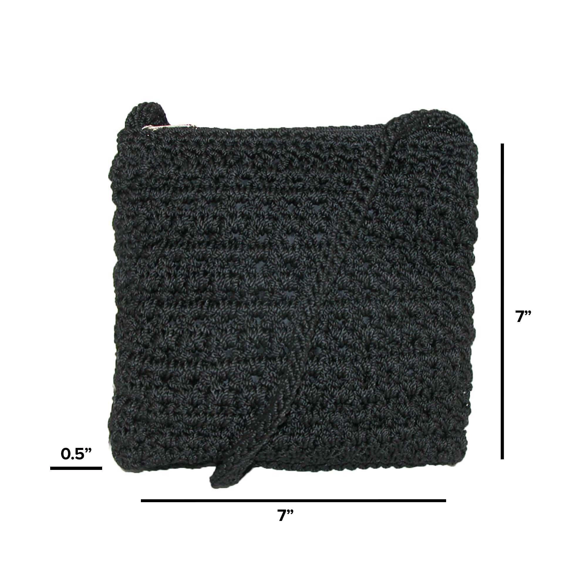 CTM® Women's Crochet Crossbody Handbag Boho Casual Shoulder Bag